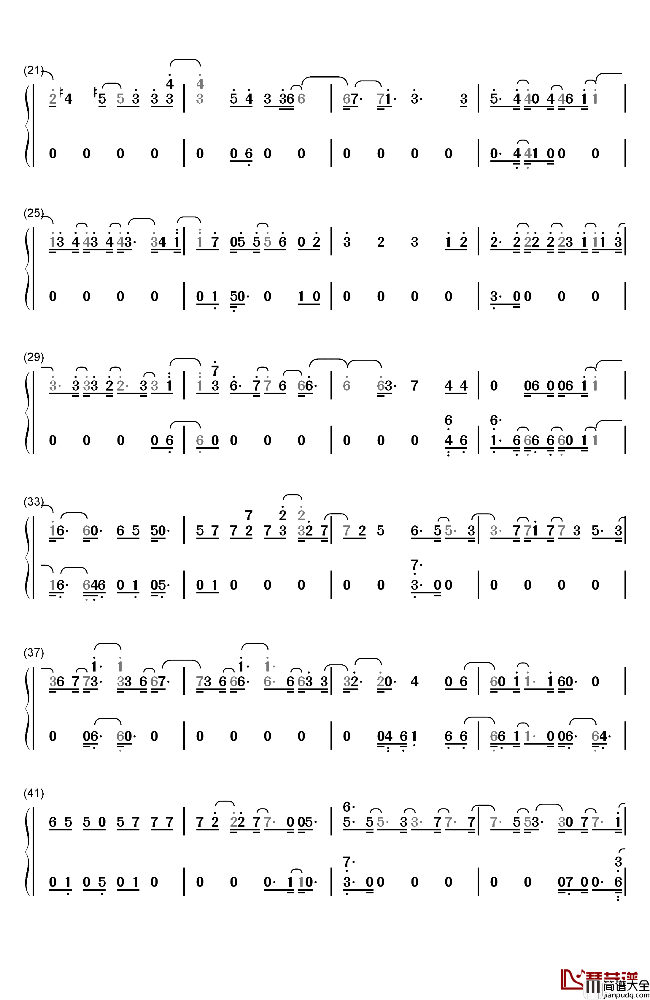 Lonely钢琴简谱_数字双手_Sistar