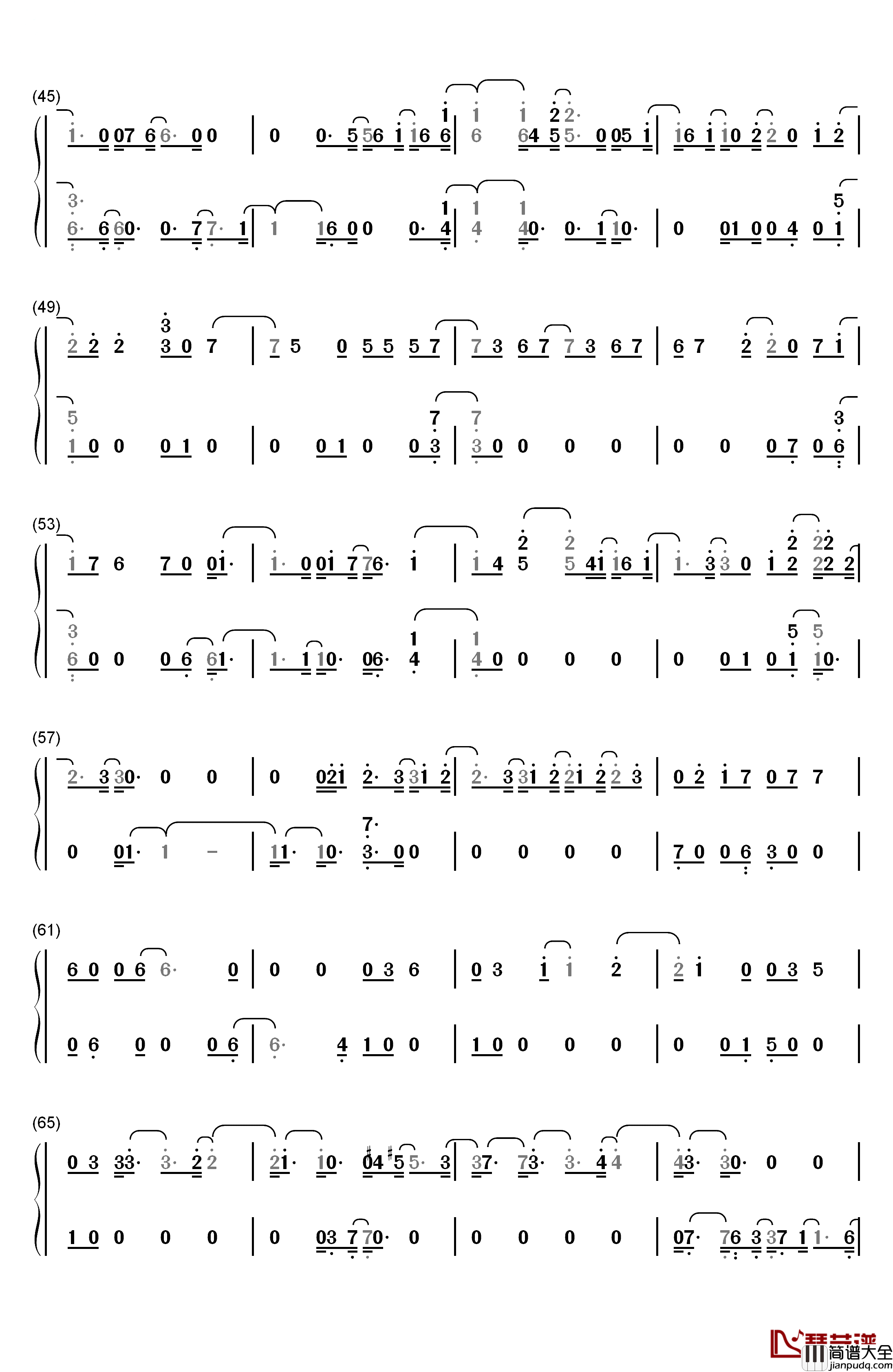 Lonely钢琴简谱_数字双手_Sistar