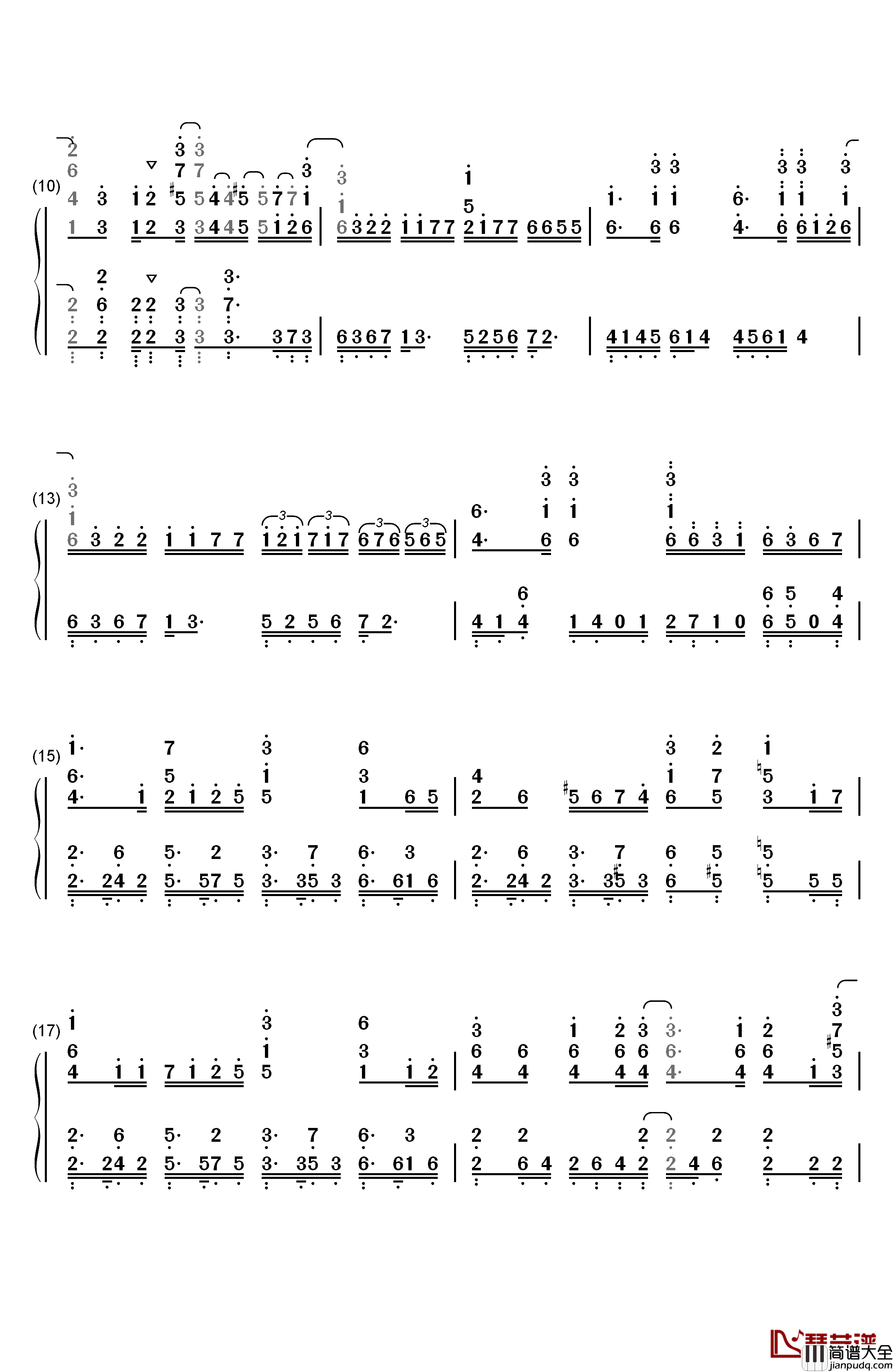热情のスペクトラム钢琴简谱_数字双手_生物股长