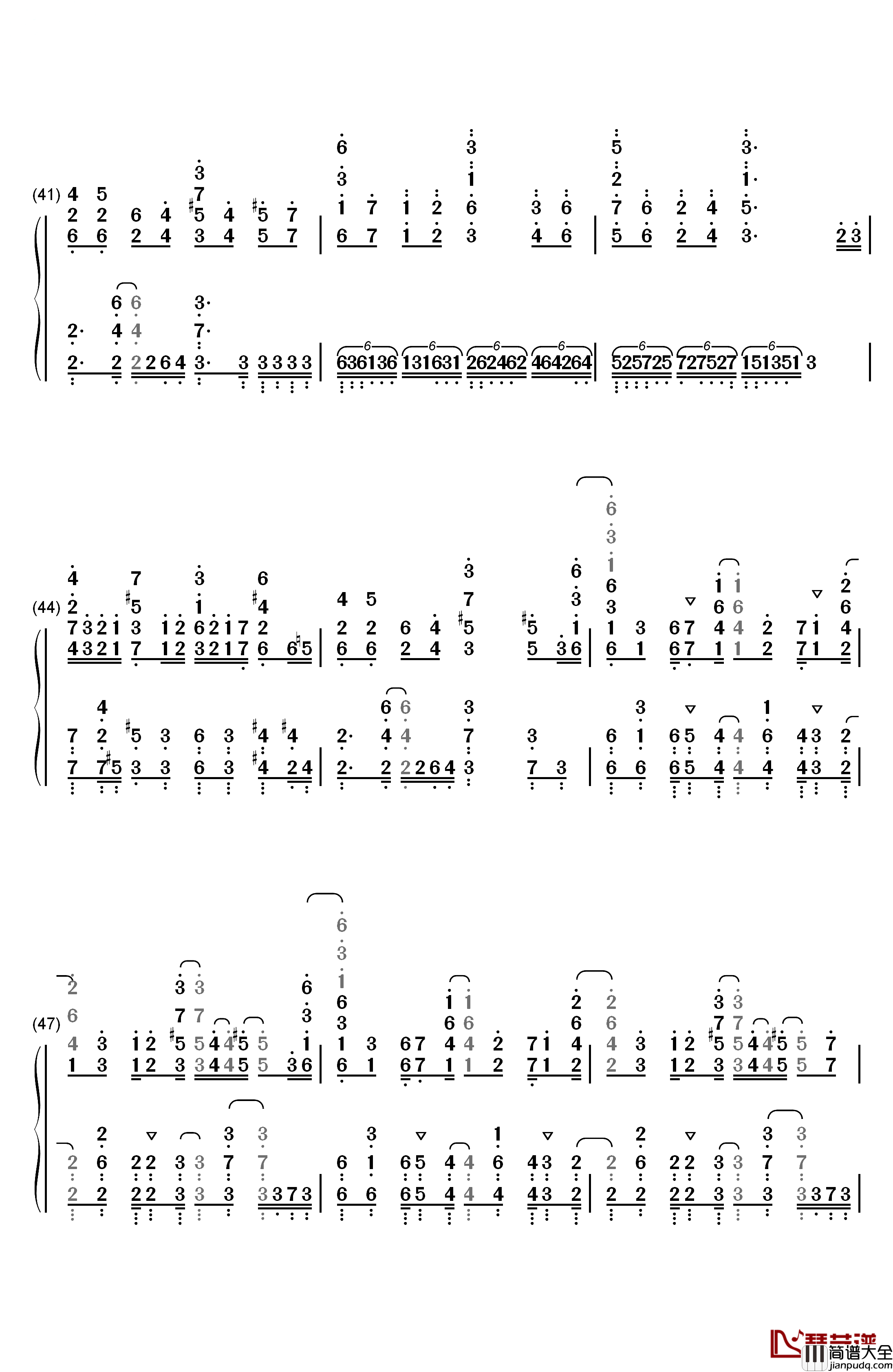 热情のスペクトラム钢琴简谱_数字双手_生物股长