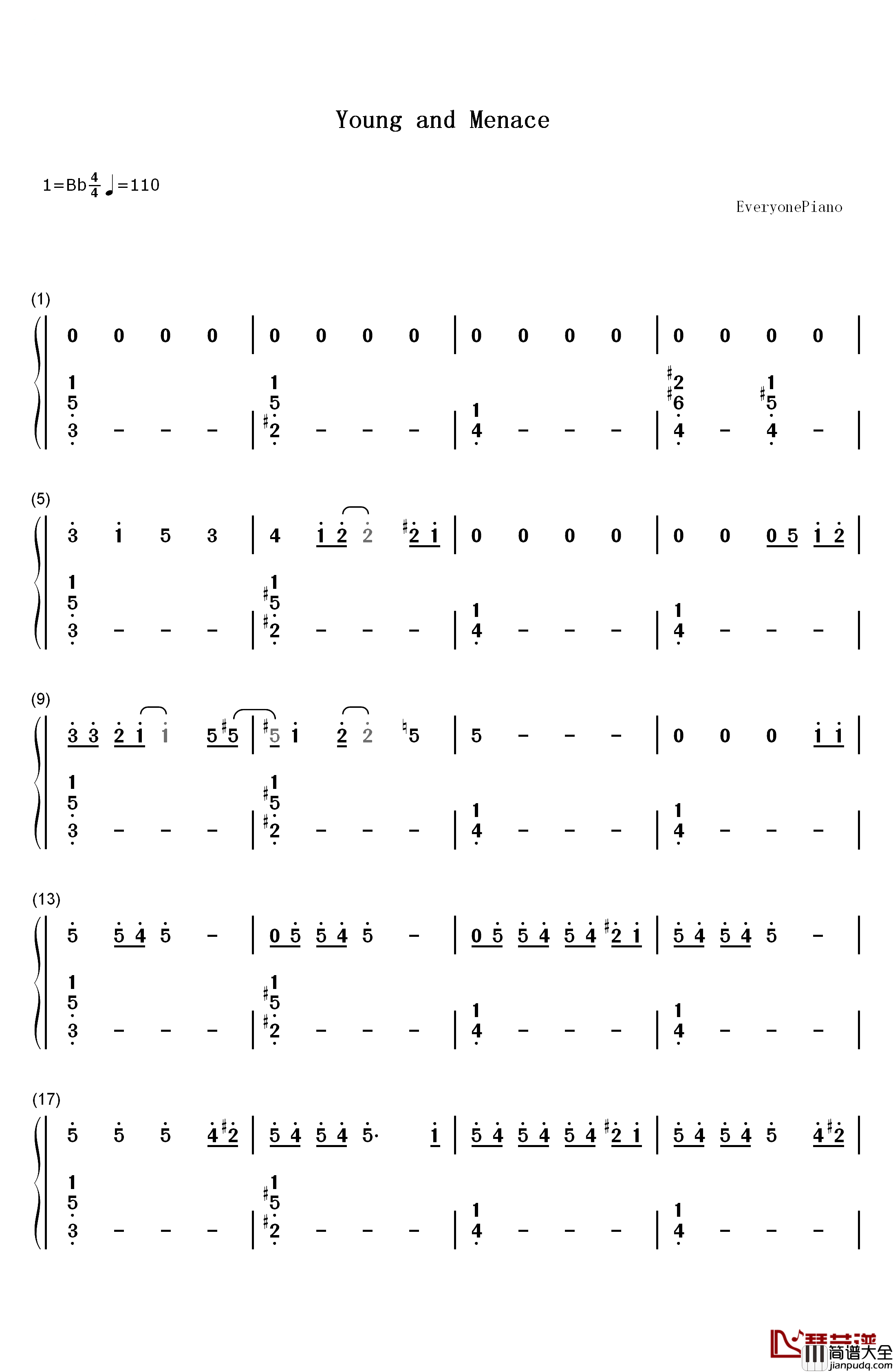 Young_and_Menace钢琴简谱_数字双手_Fall_Out_Boy