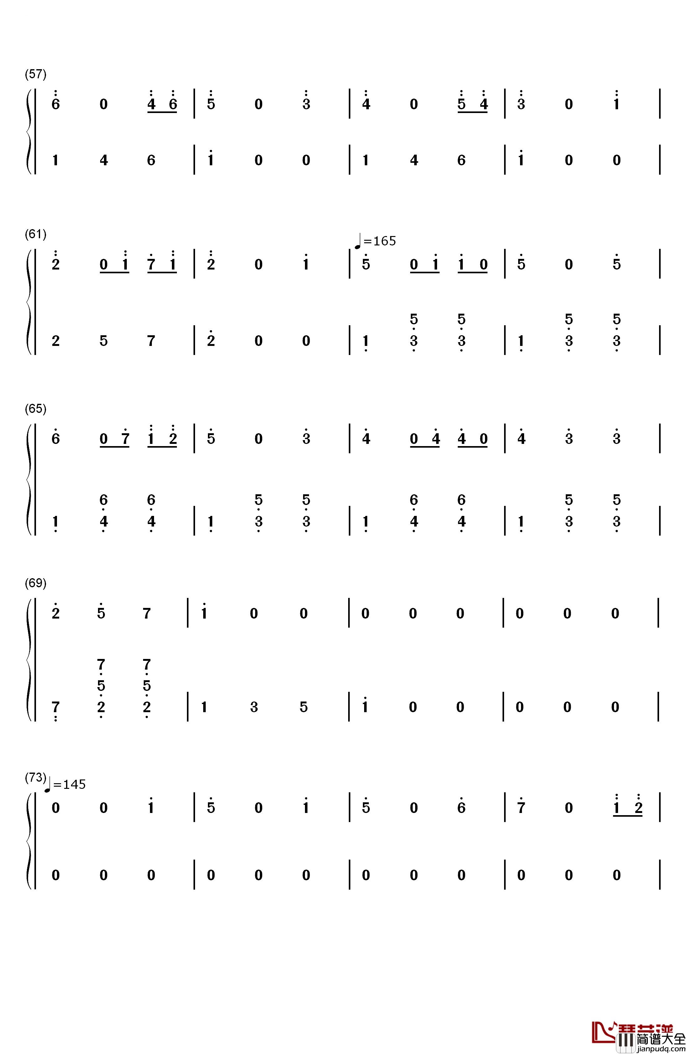 当琪琪笑起来的时候钢琴简谱_数字双手_Piano_光