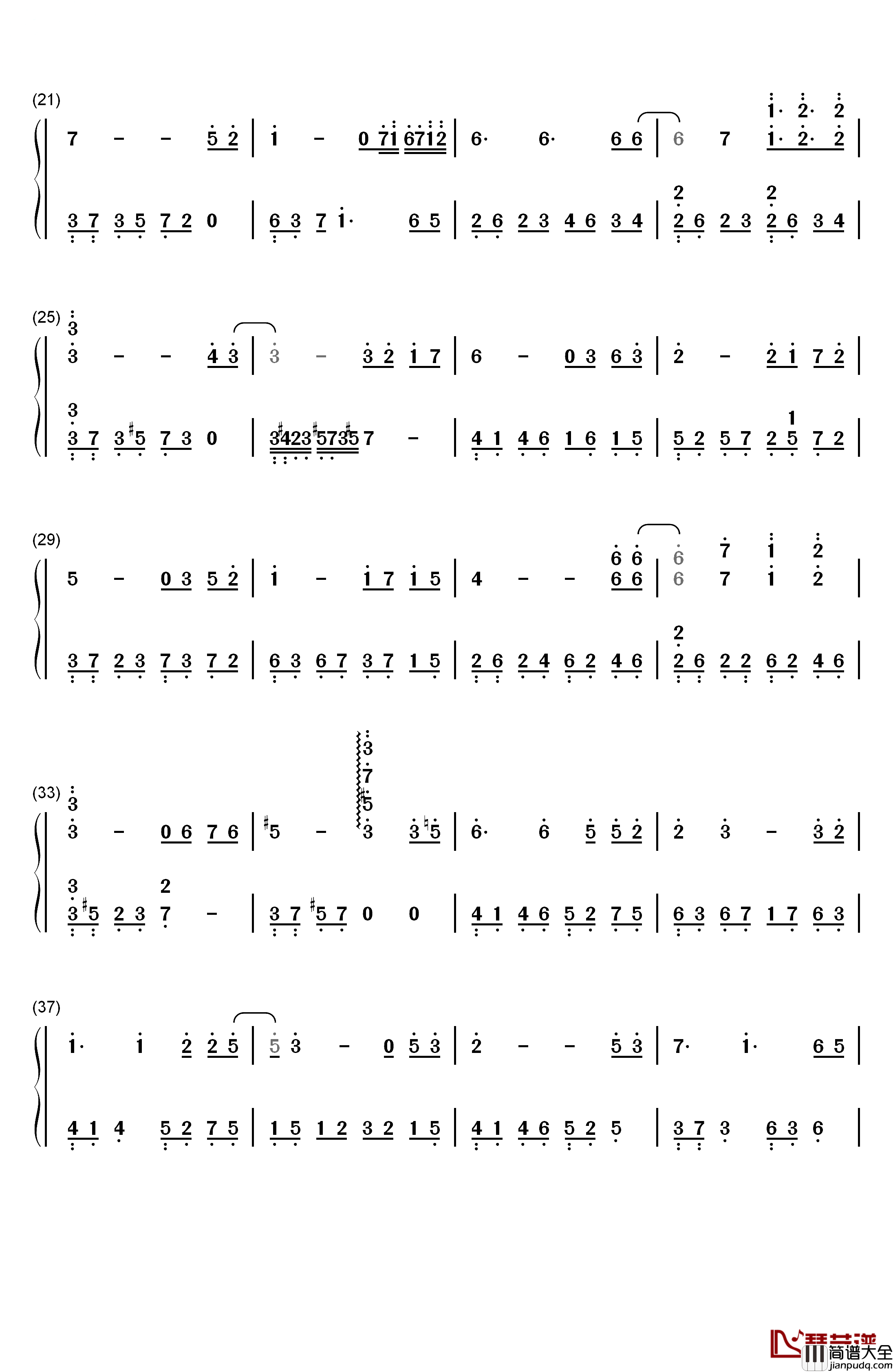 蝶梦花雾雨钢琴简谱_数字双手_VK克