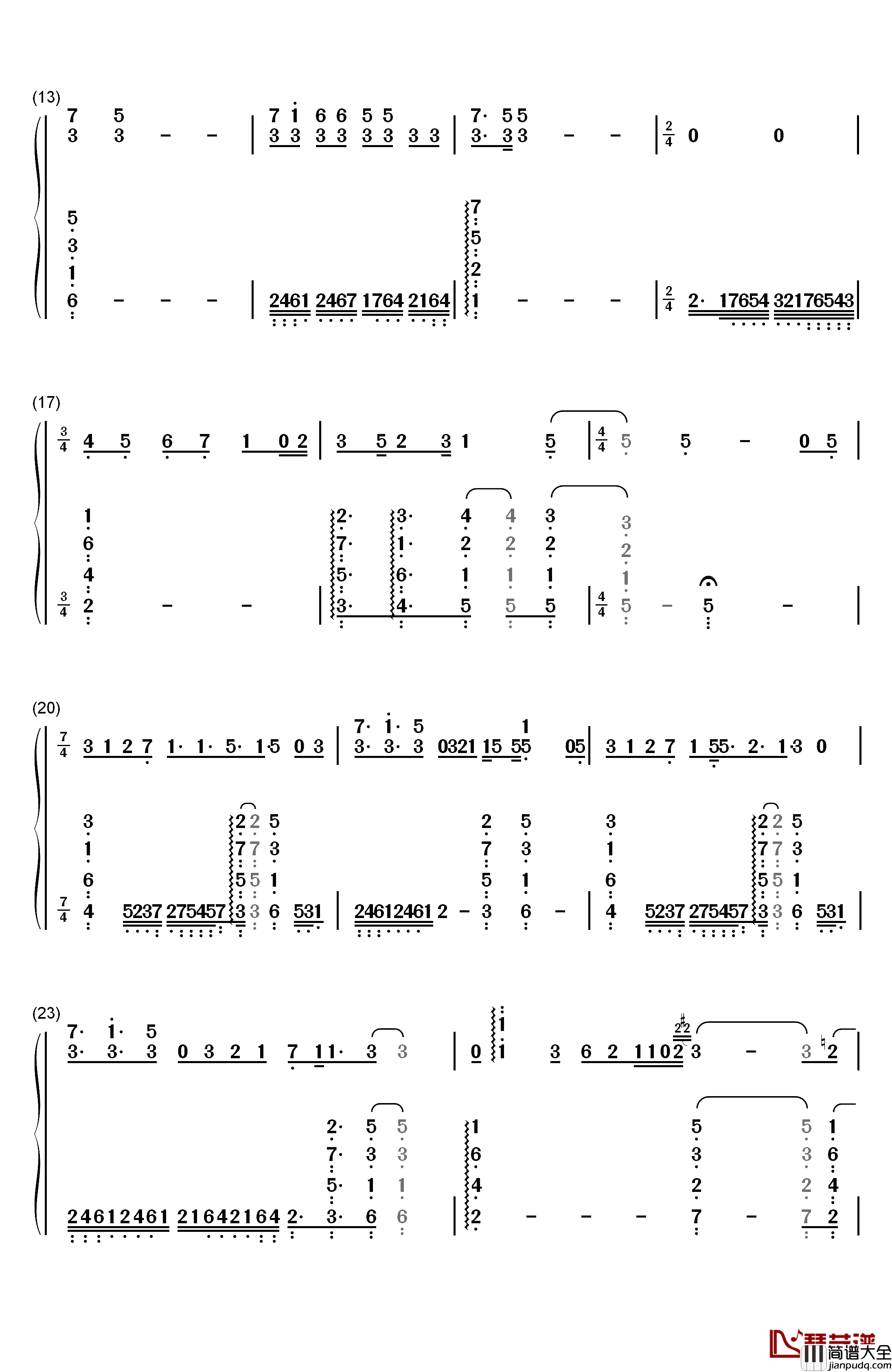 无能钢琴简谱_数字双手_Österreich