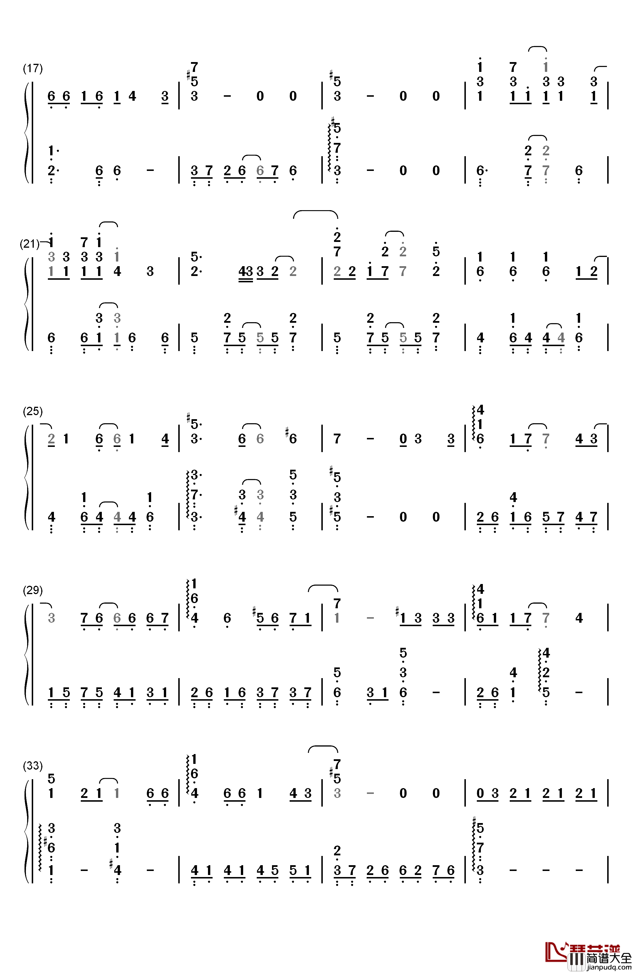 初恋钢琴简谱_数字双手_东山奈央