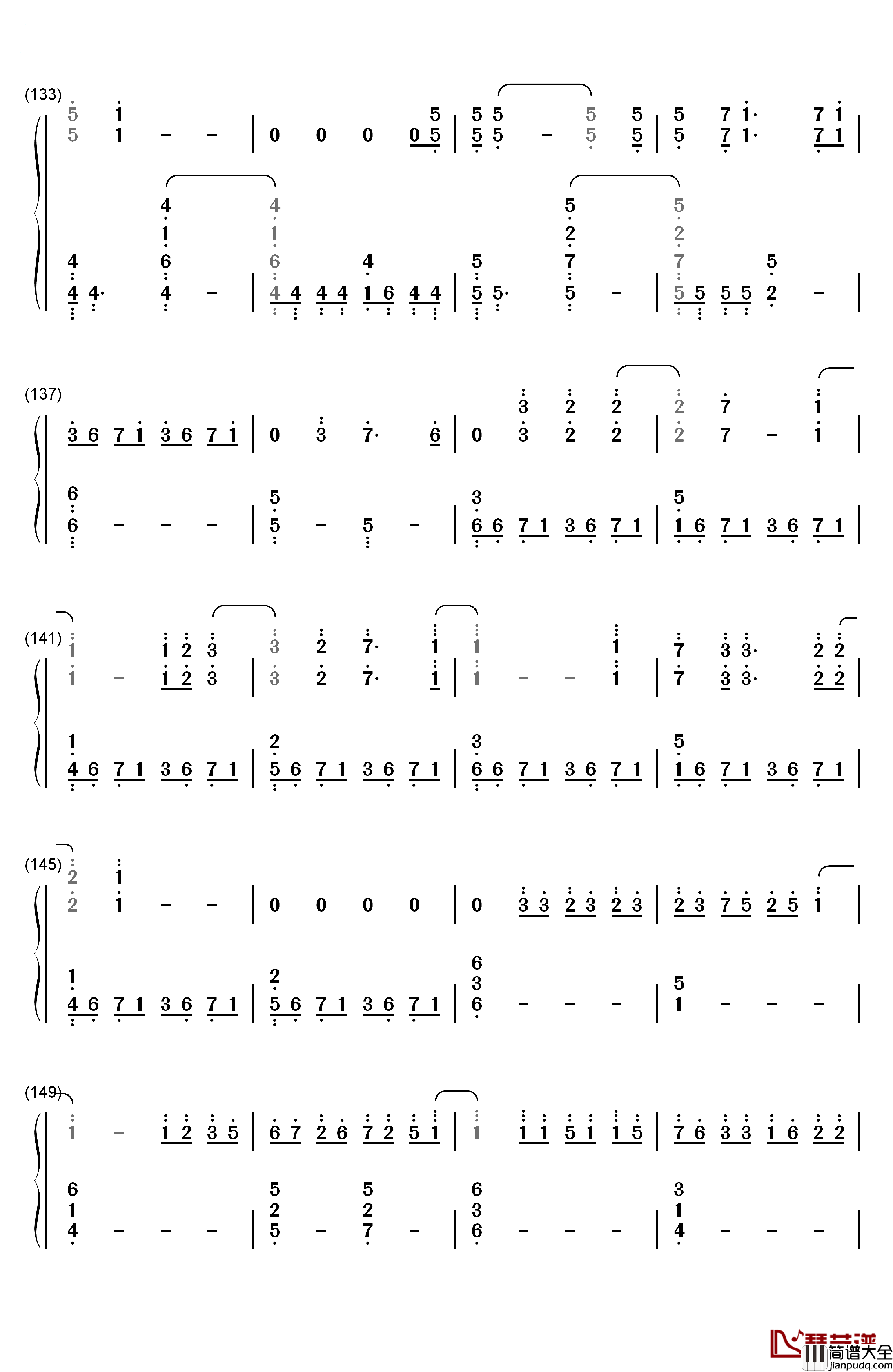 Signal钢琴简谱_数字双手_TK_from_凛として时雨