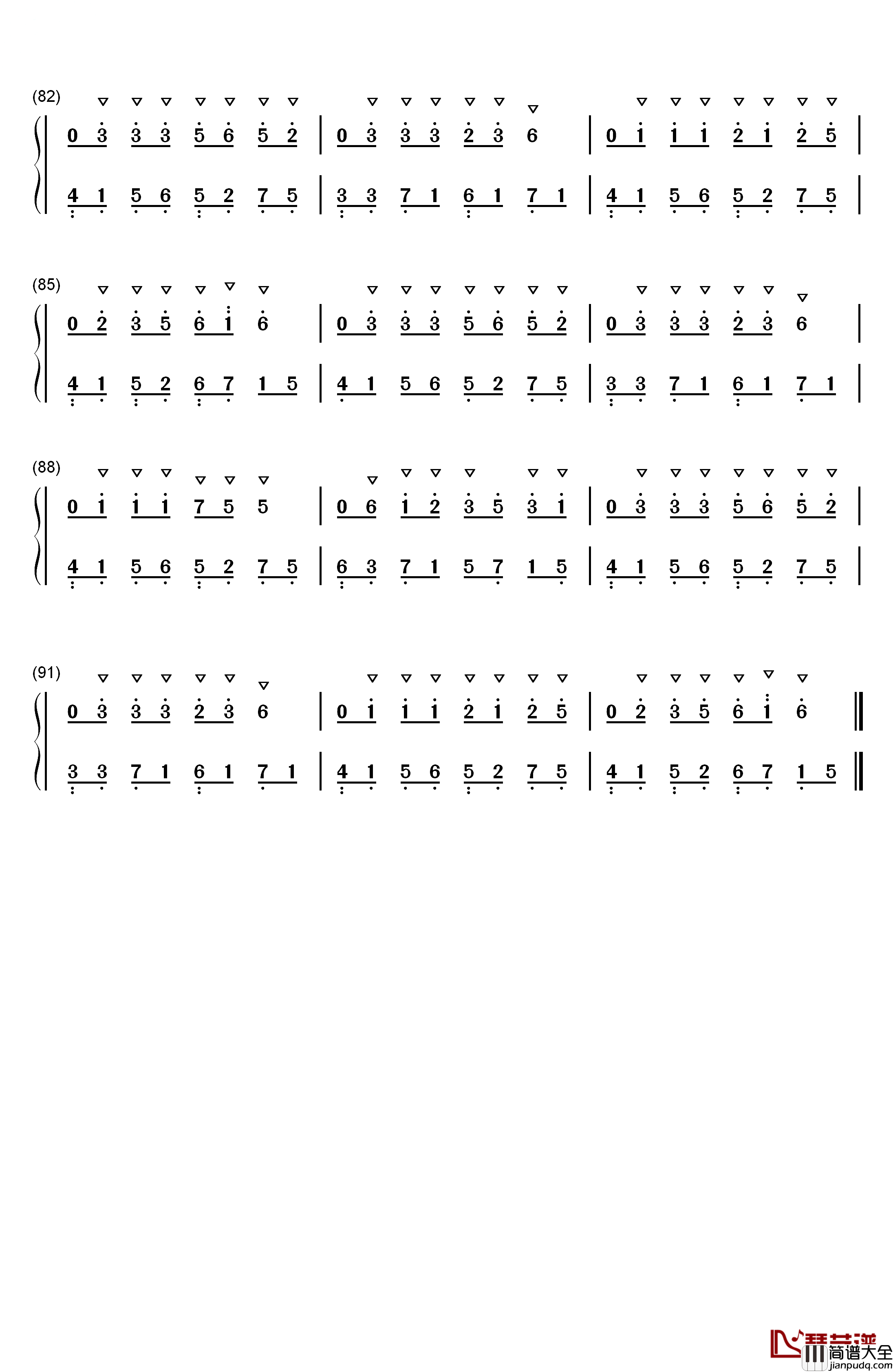 镇命歌钢琴简谱_数字双手_泷沢一留
