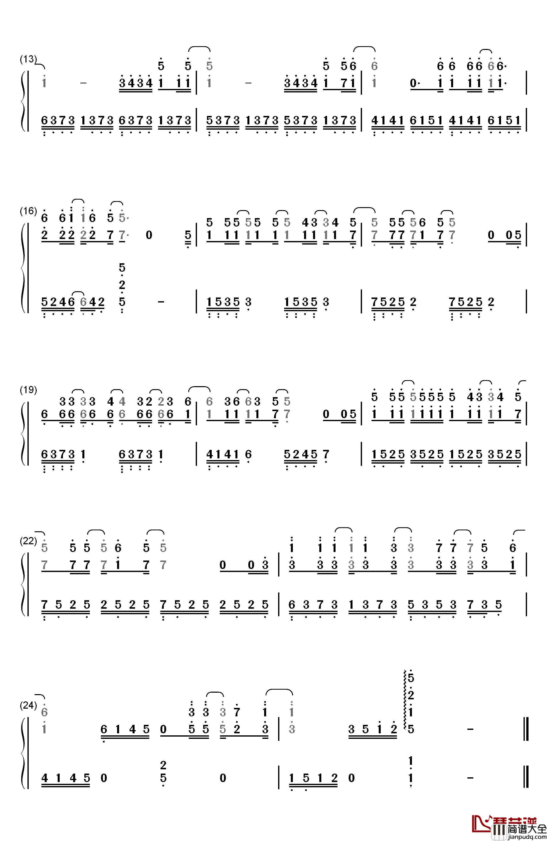 和你在一起钢琴简谱_数字双手_乔任梁