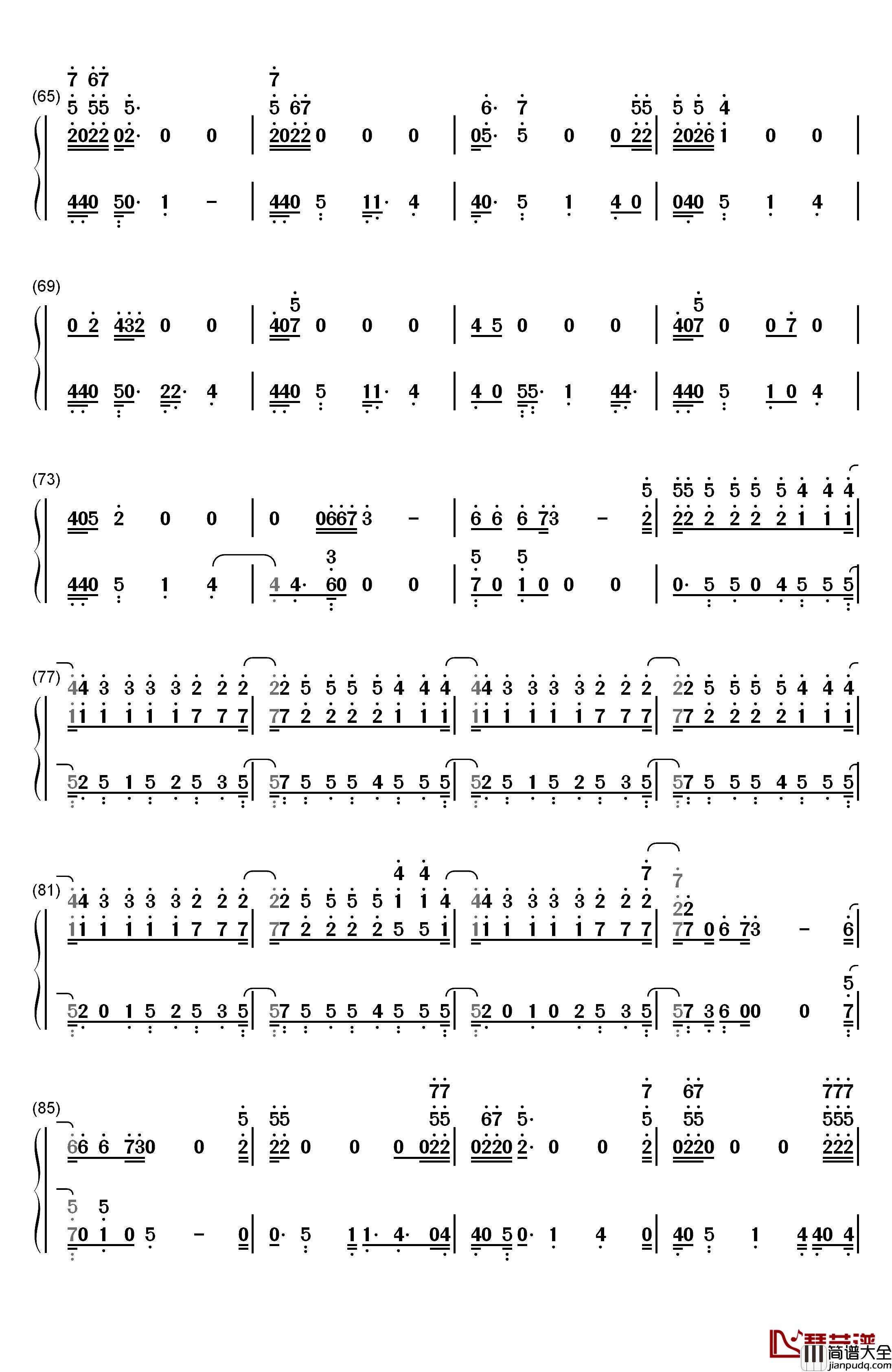 Yellow_Light钢琴简谱_数字双手_Pharrell_Williams