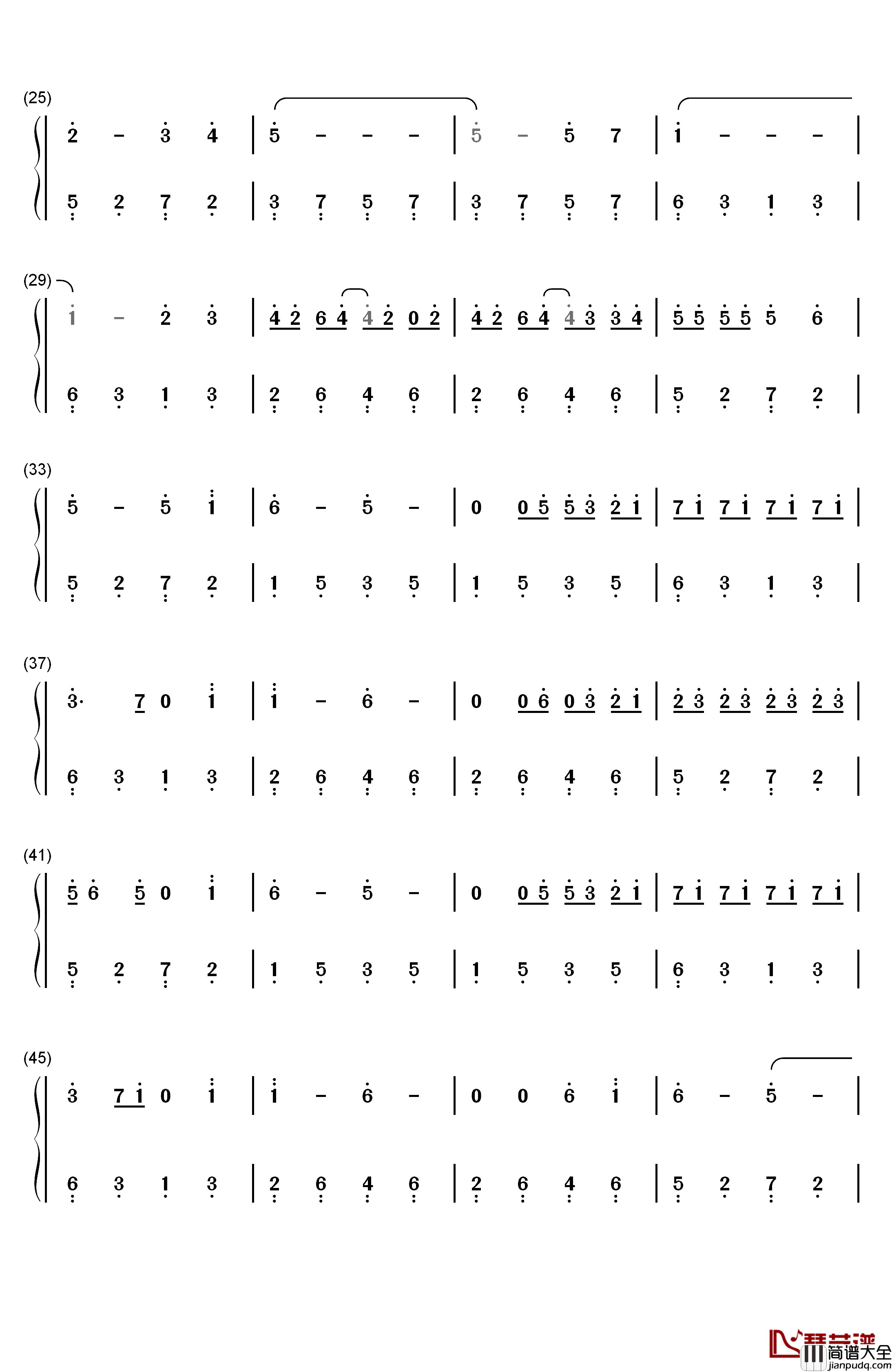 我会在你身边钢琴简谱_数字双手_金志文