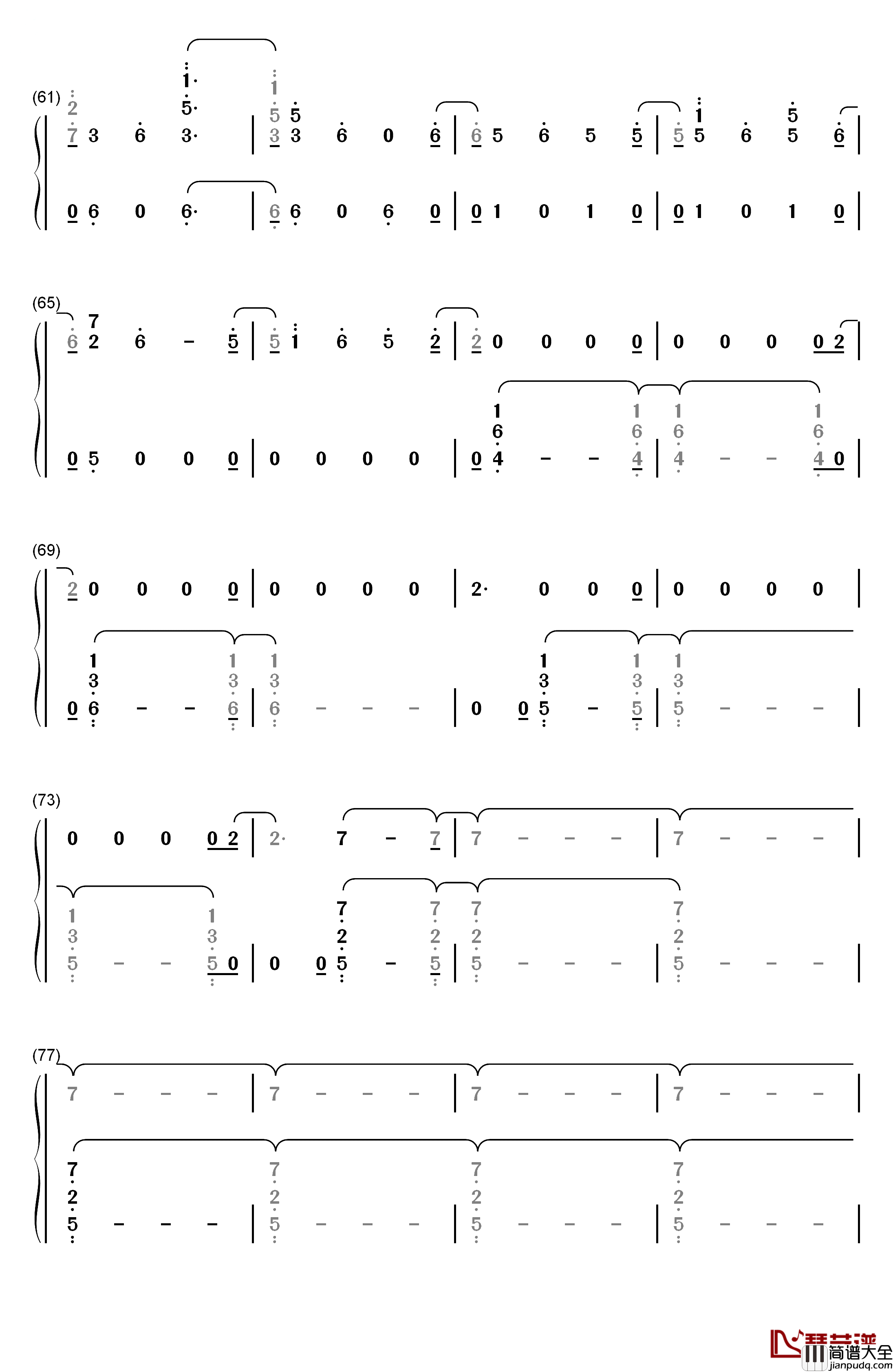 Nada钢琴简谱_数字双手_Shakira