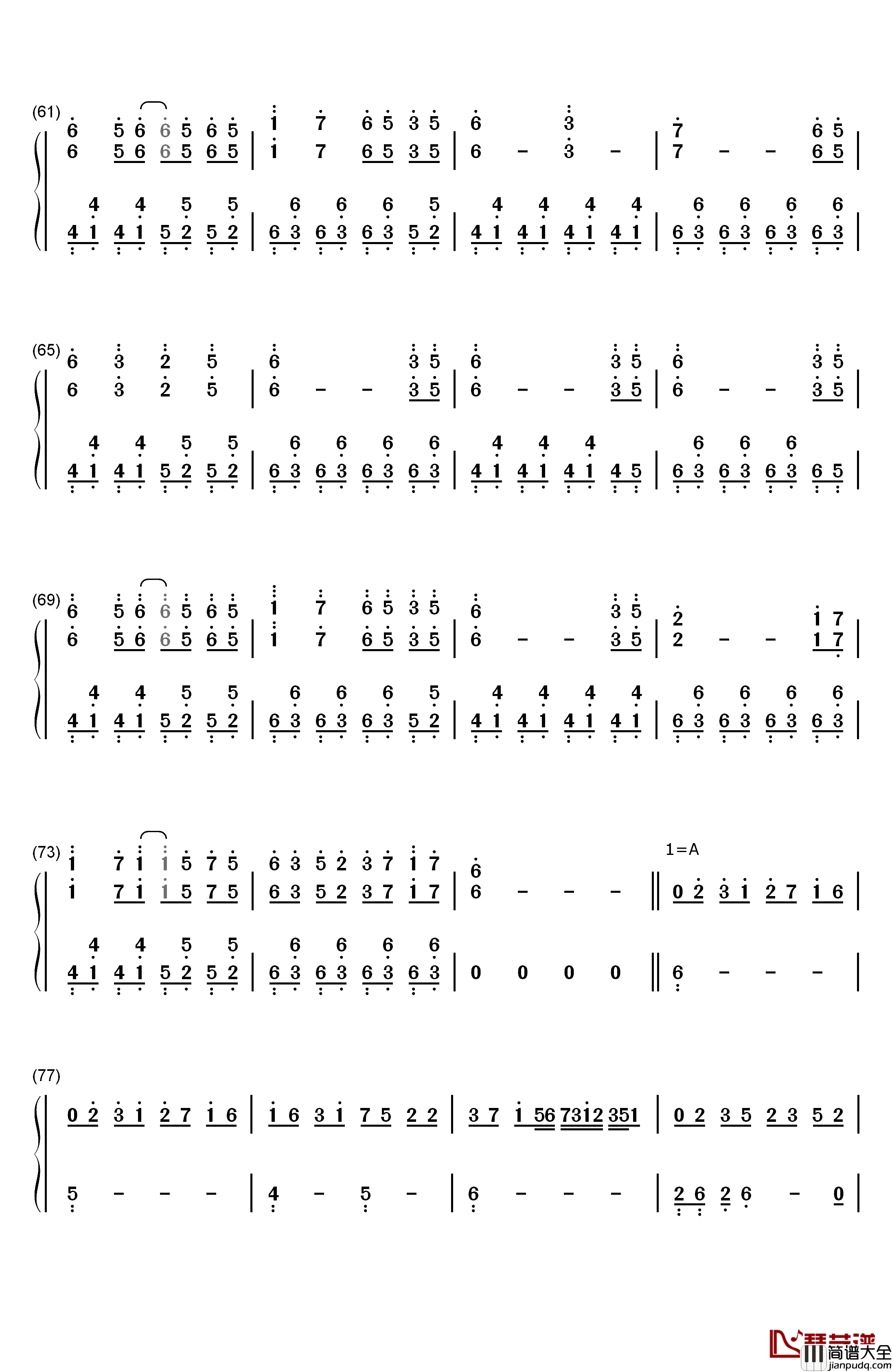 幽雅に咲かせ_墨染の桜_～_Border_of_Life钢琴简谱_数字双手_东方Project