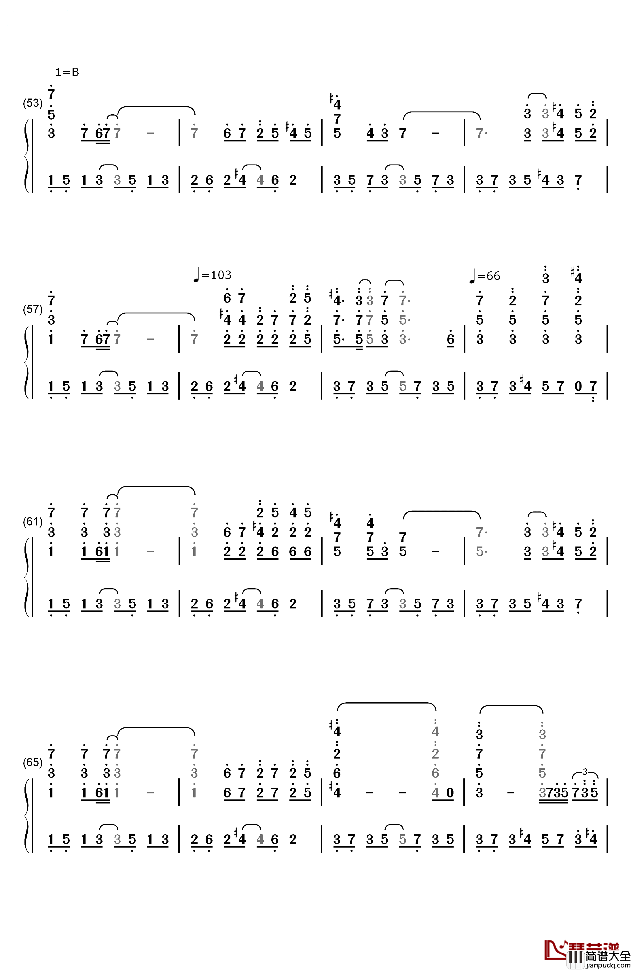 羽根钢琴简谱_数字双手_折户伸治