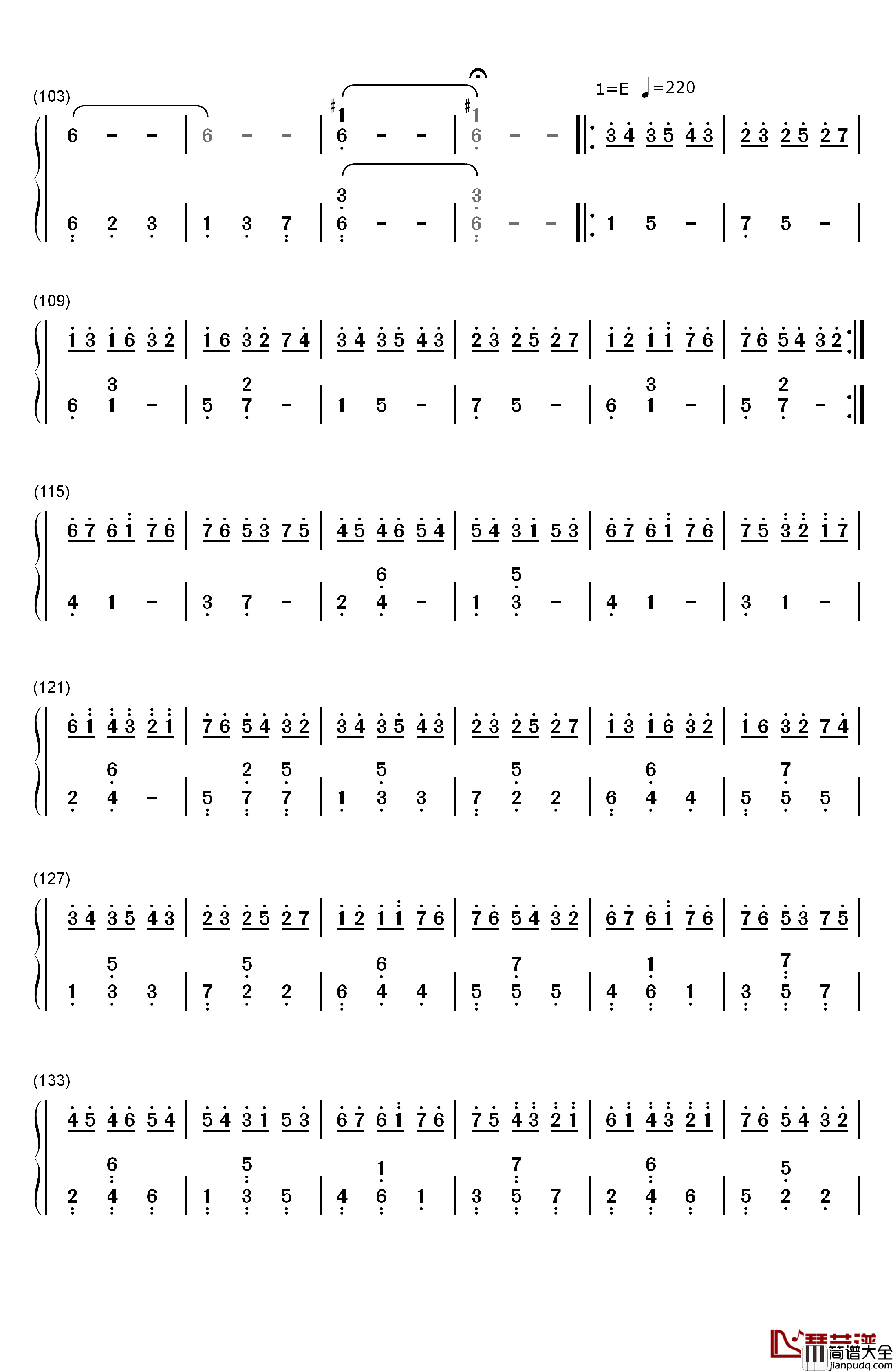 Granado_Espada钢琴简谱_数字双手_IMC_Games