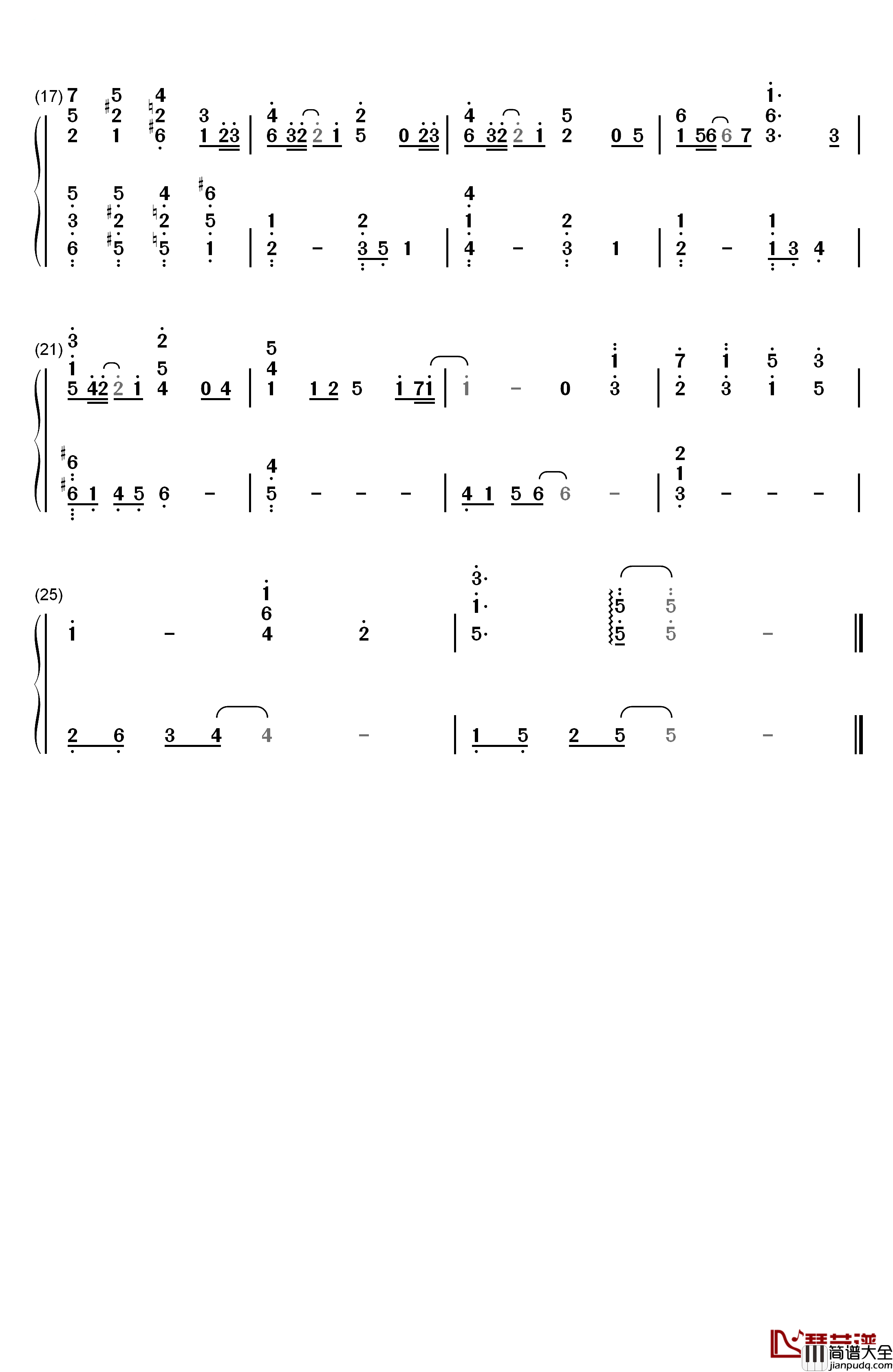 月がきれい钢琴简谱_数字双手_东山奈央