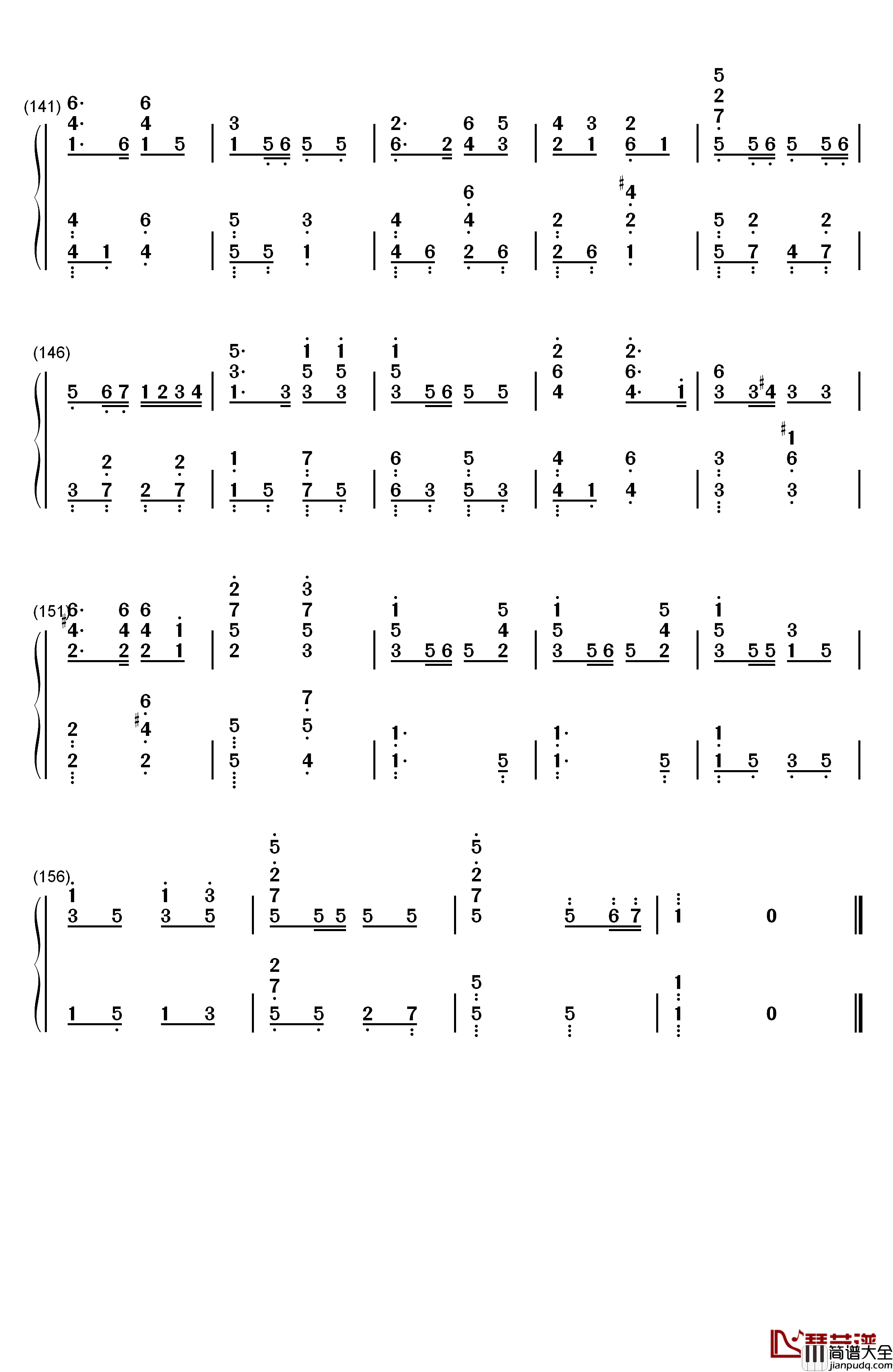 红星歌钢琴简谱_数字双手_傅庚辰
