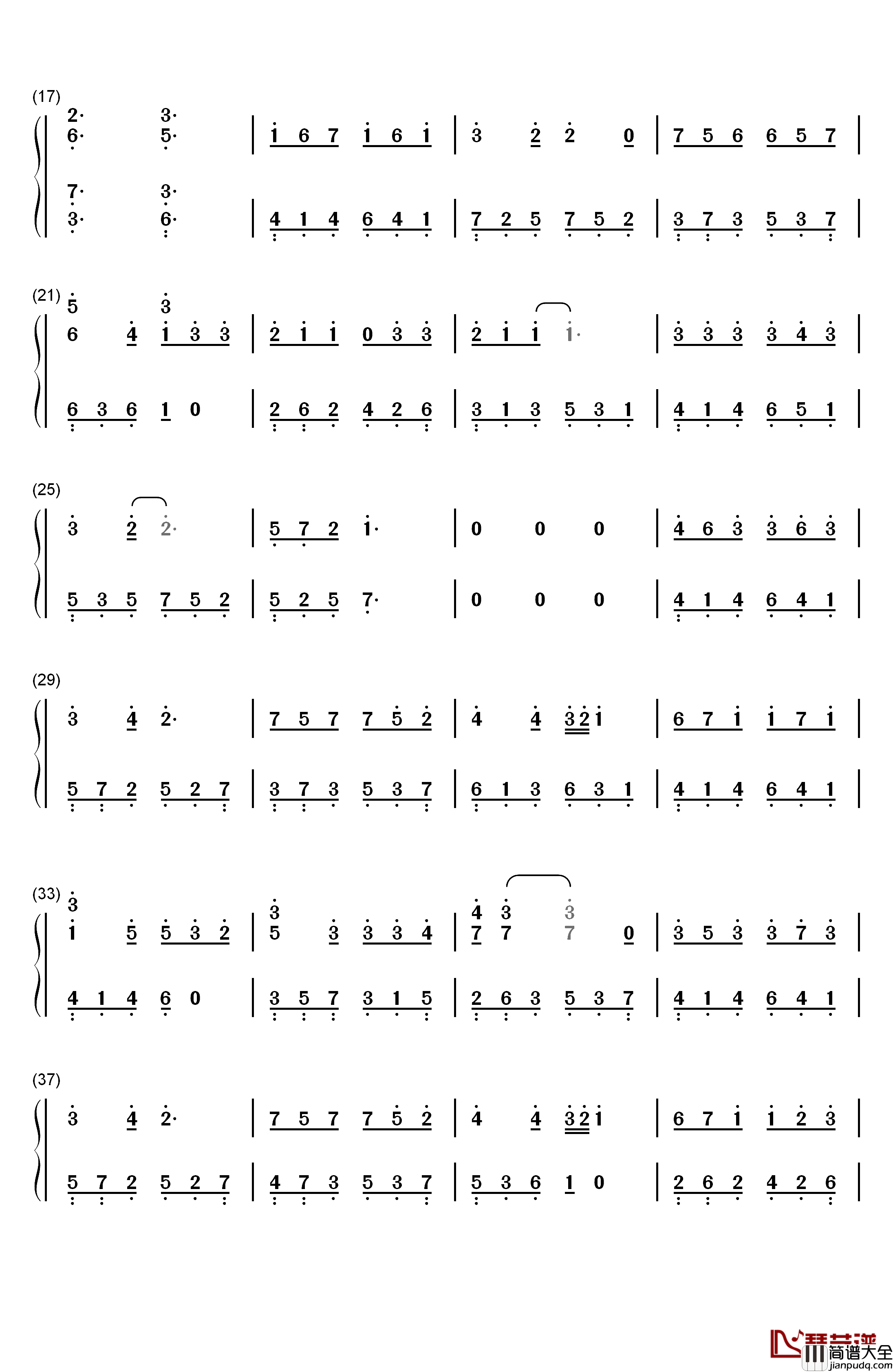 走在冷风中钢琴简谱_数字双手_刘思涵