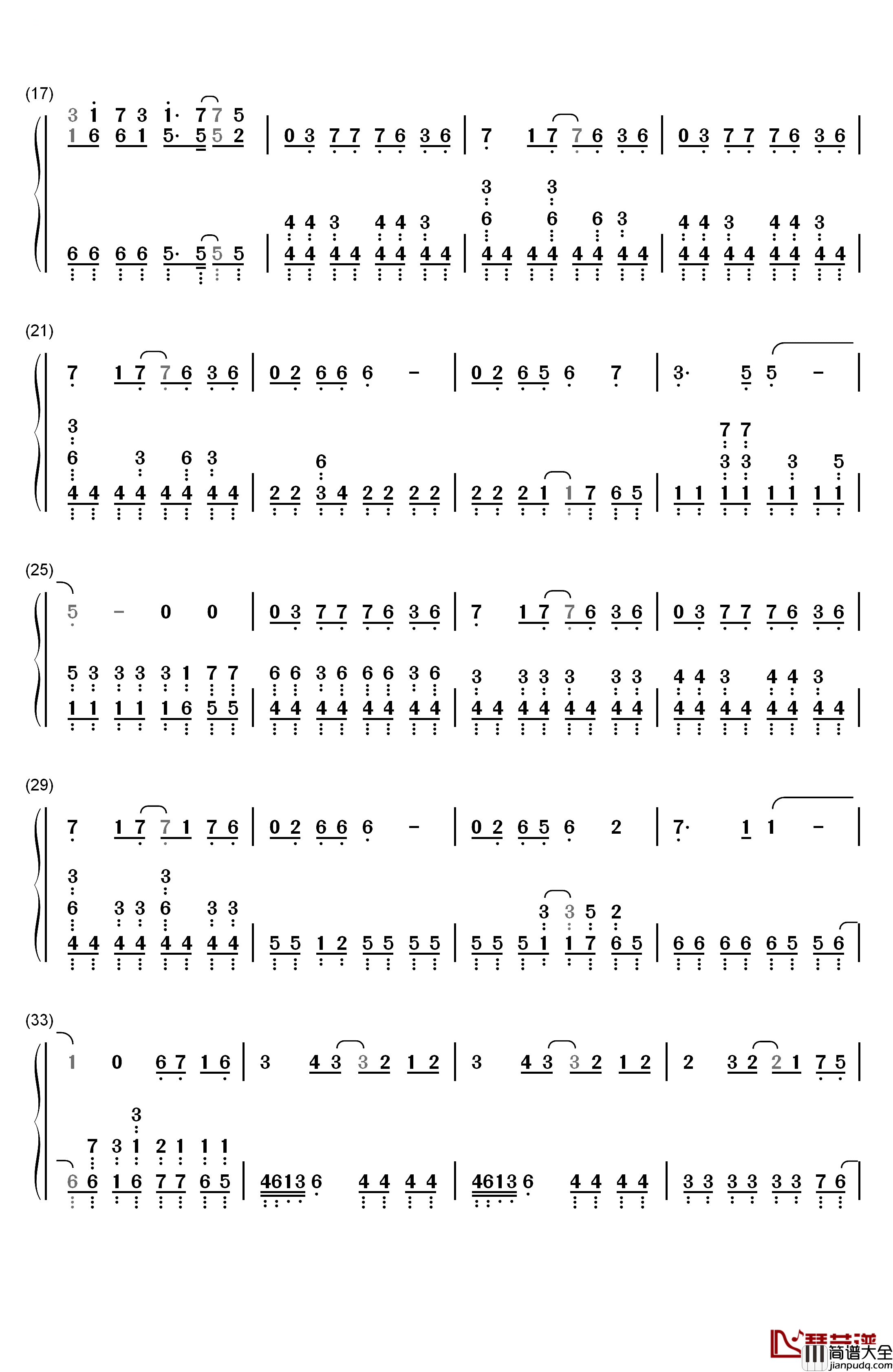 罗密欧与灰姑娘钢琴简谱_数字双手_doriko