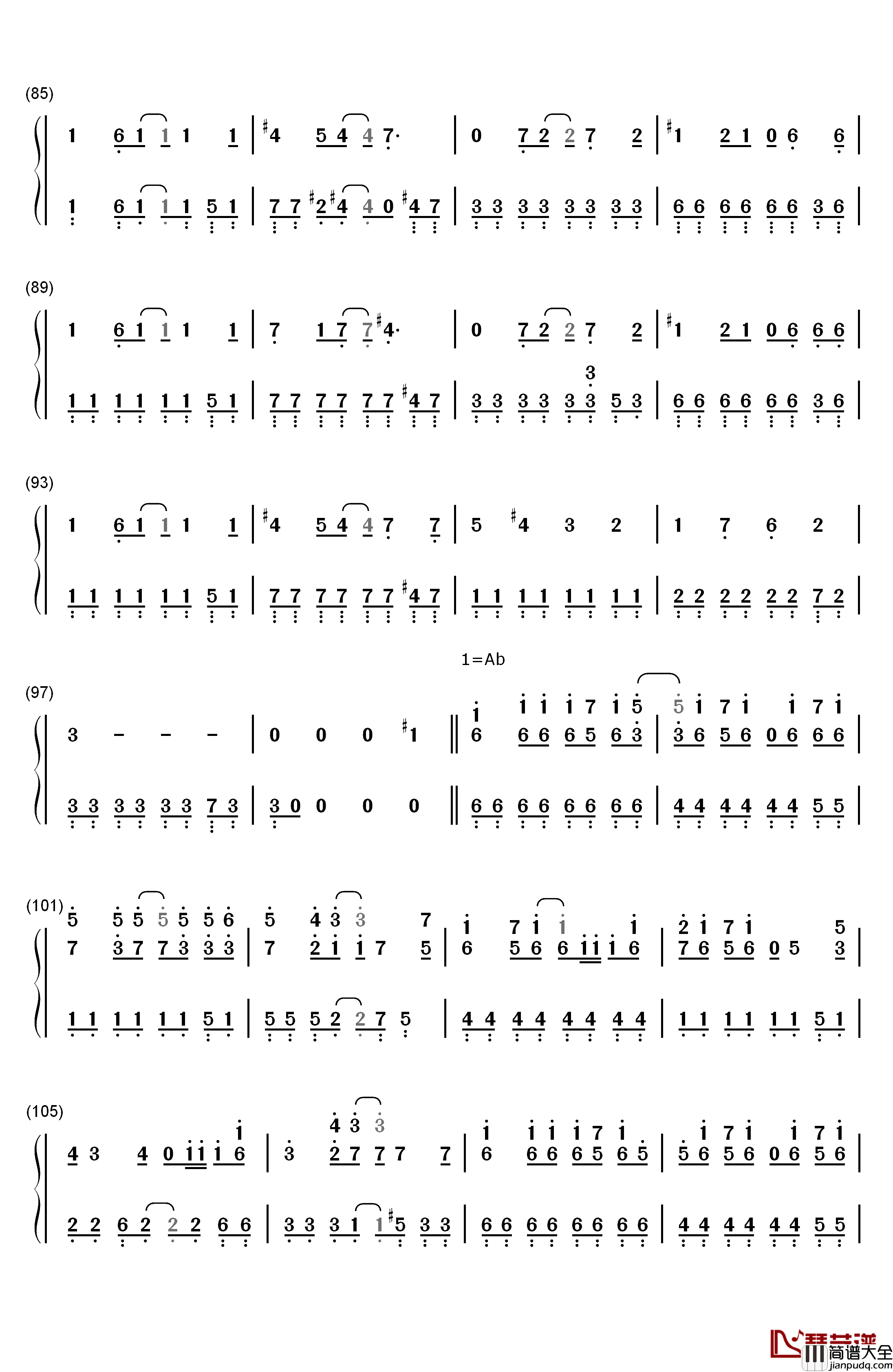 罗密欧与灰姑娘钢琴简谱_数字双手_doriko