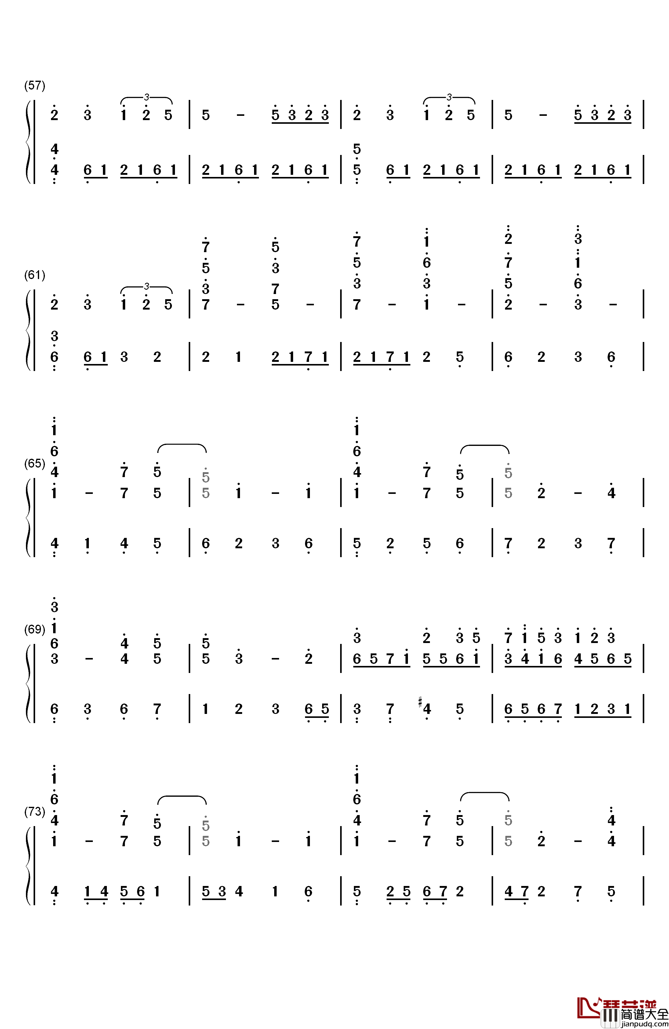 THE_END钢琴简谱_数字双手_松枝贺子