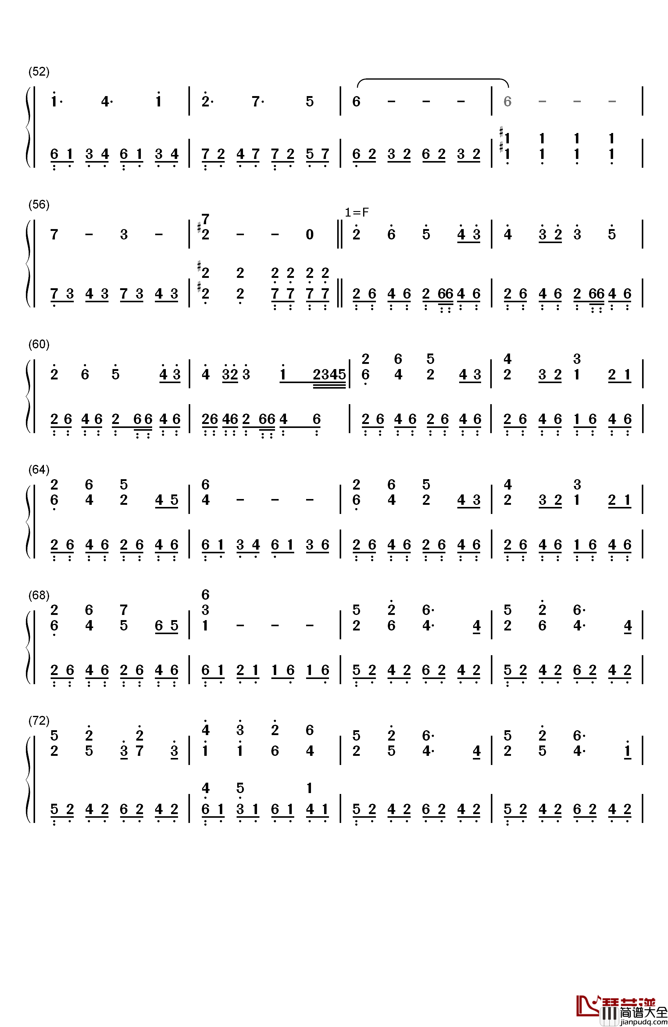 命运之夜钢琴简谱_数字双手_川井宪次