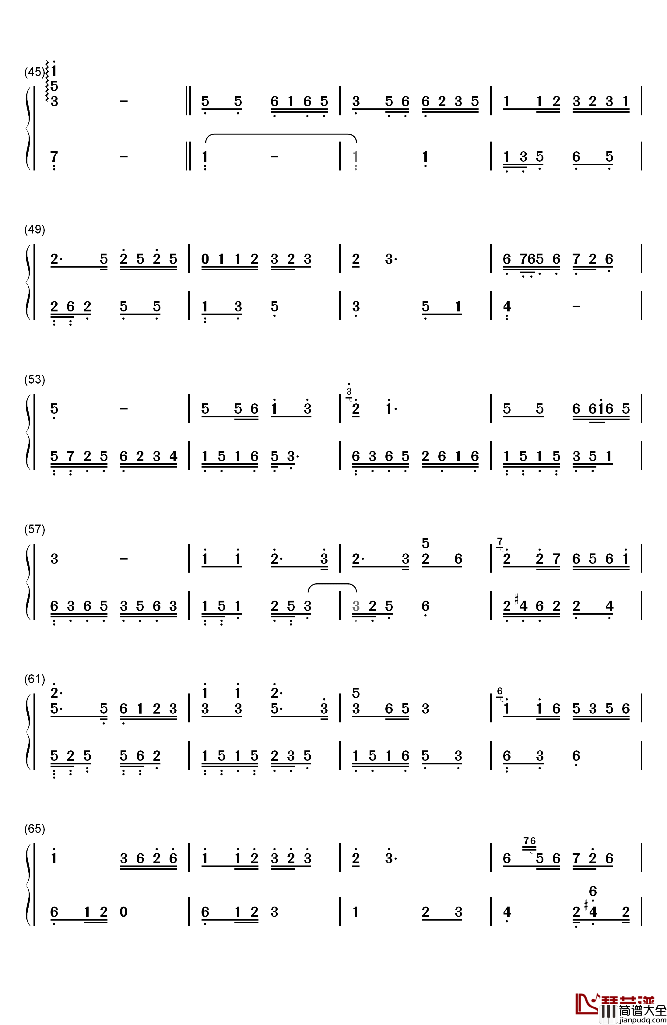 十送红军钢琴简谱_数字双手_宋祖英