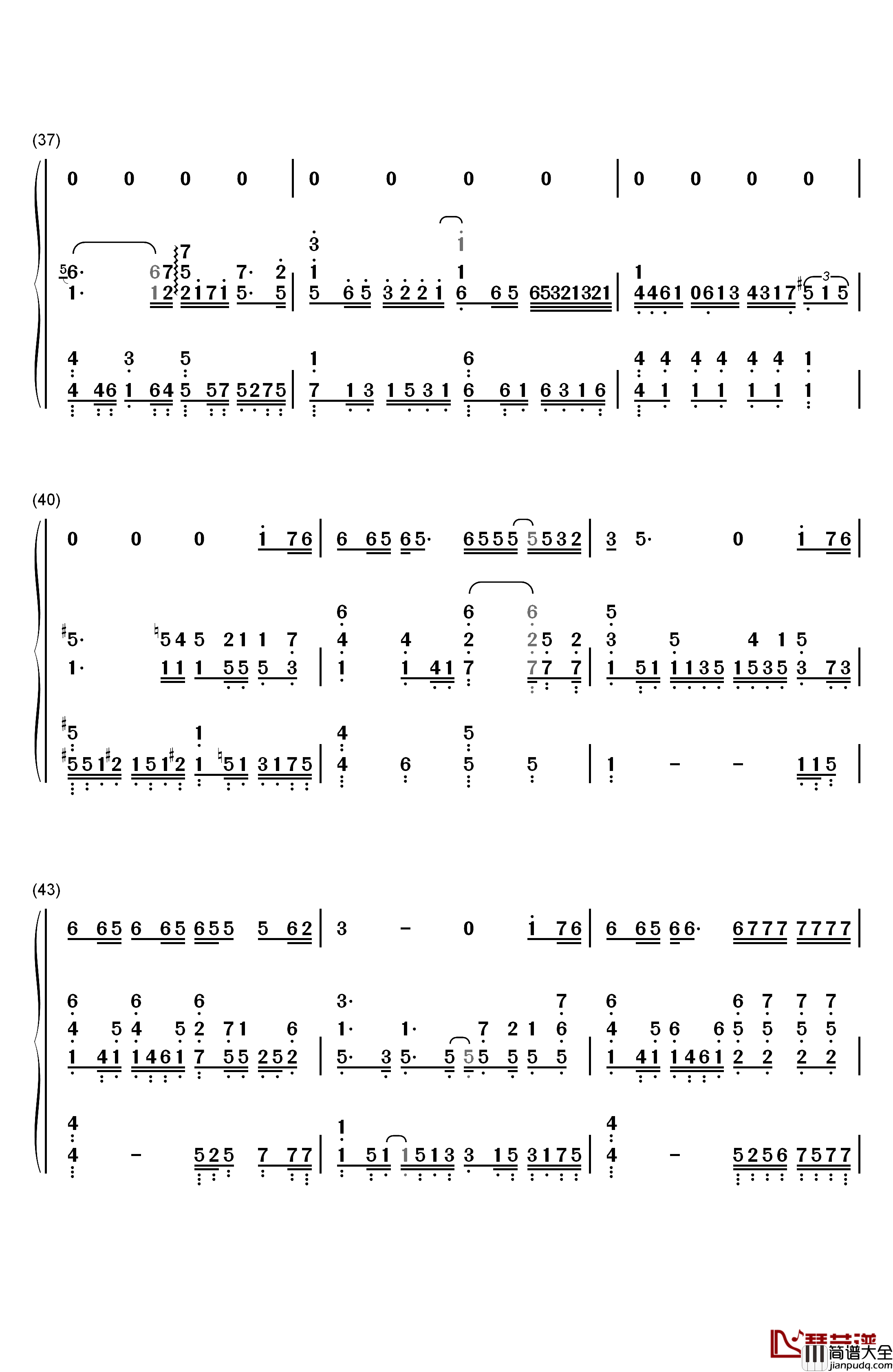 在人间钢琴简谱_数字双手_王建房