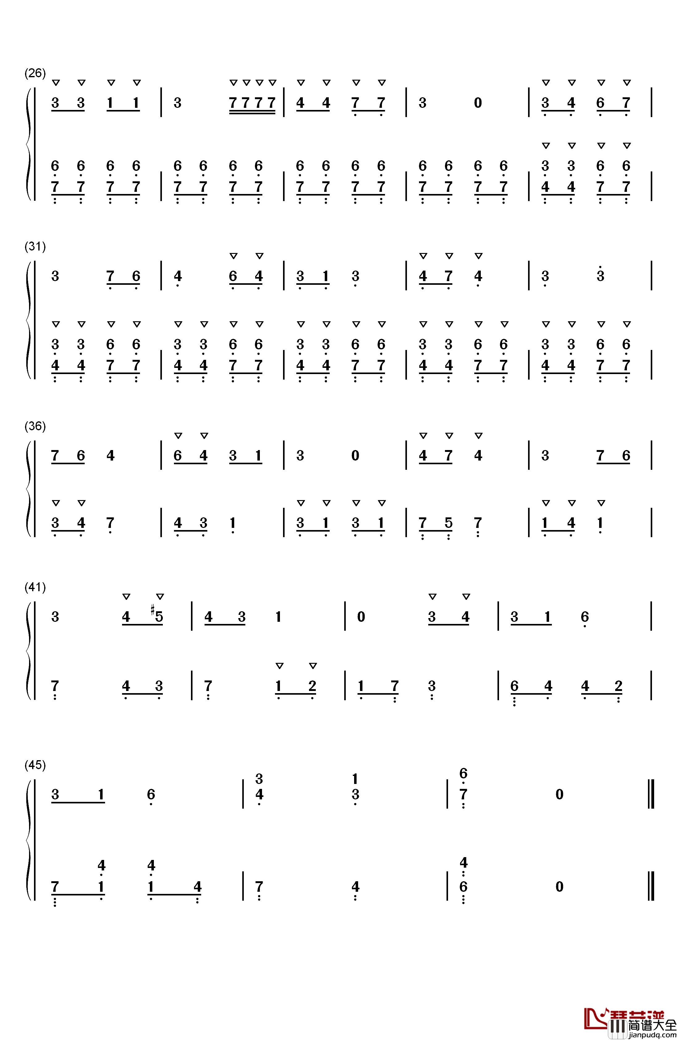 鬼子进村曲钢琴简谱_数字双手_肖斯塔科维奇