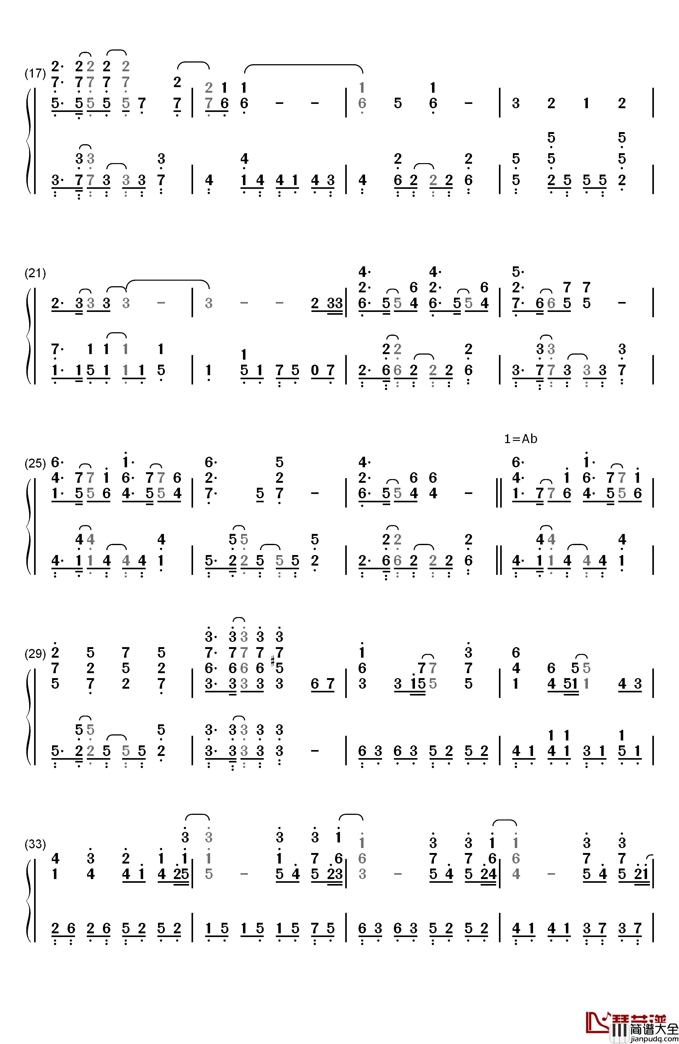 Reason钢琴简谱_数字双手_玉置成实