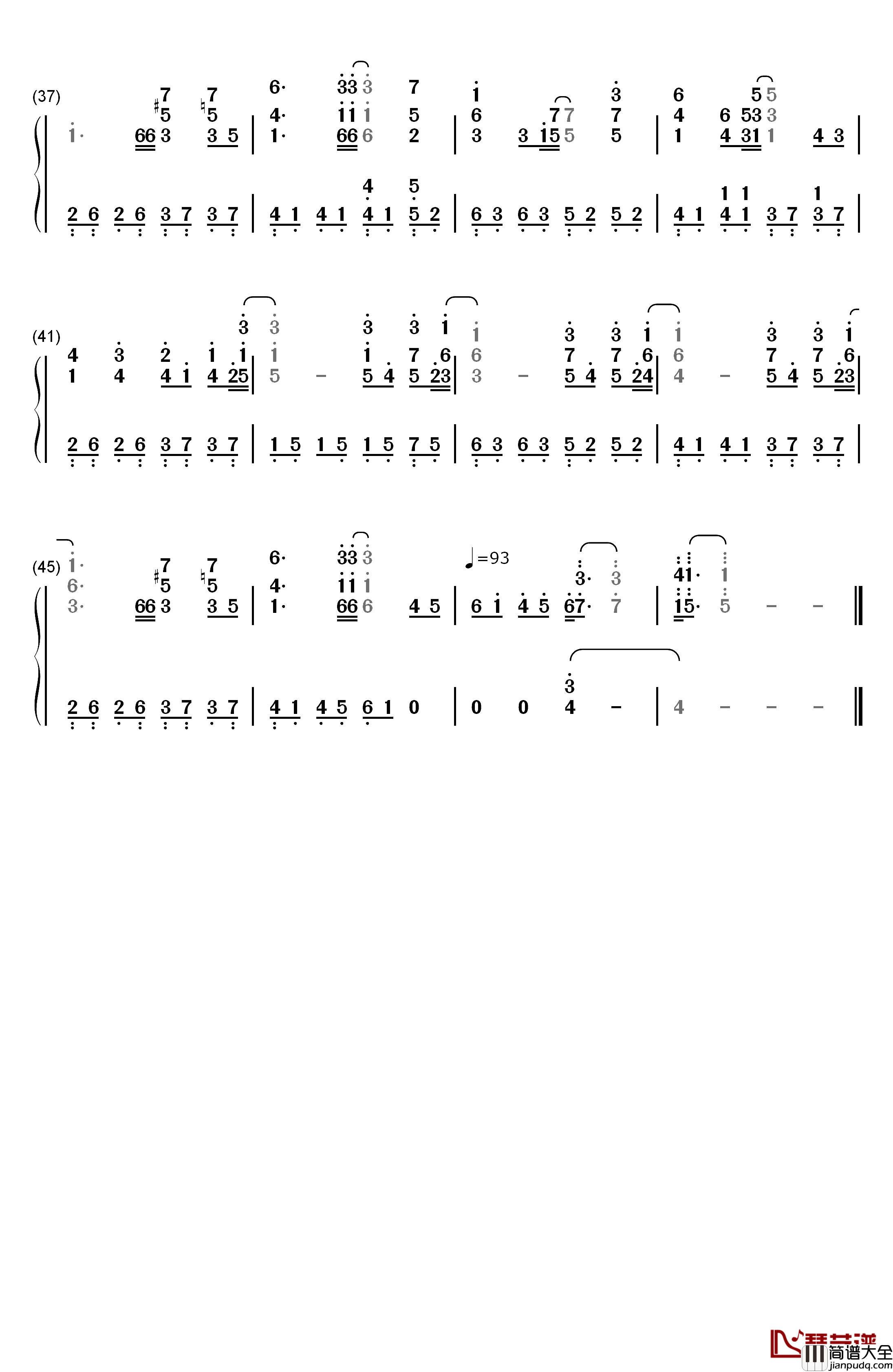 Reason钢琴简谱_数字双手_玉置成实