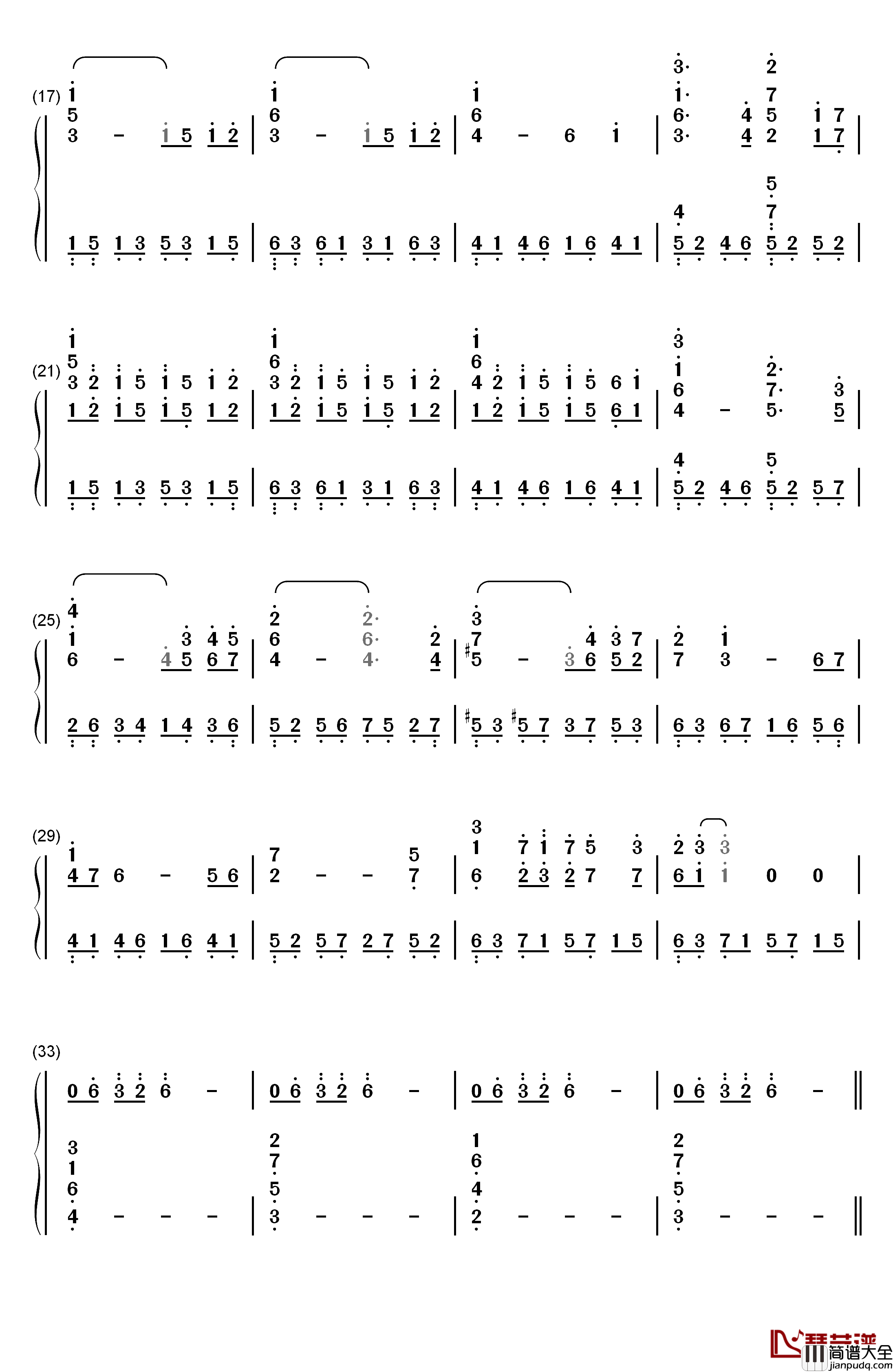 Mother钢琴简谱_数字双手_久石让_宫崎骏