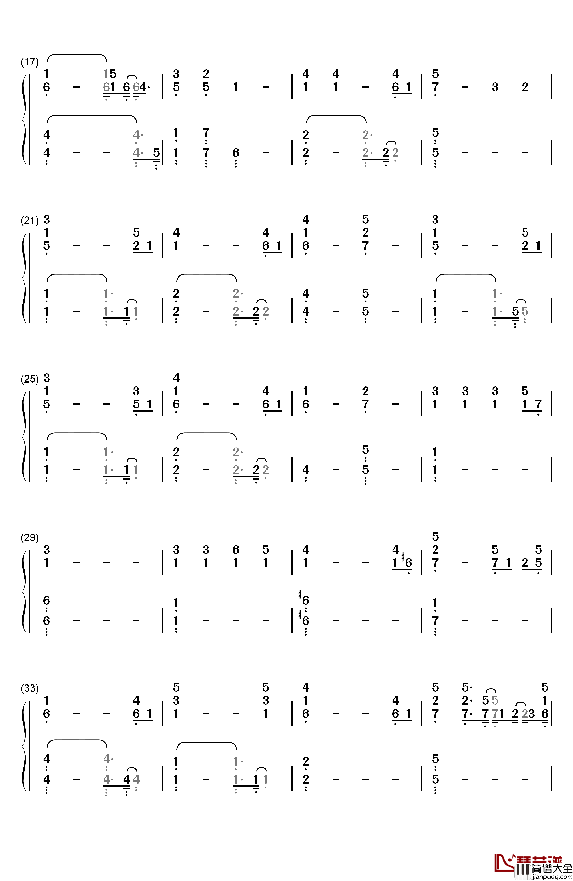 无法长大钢琴简谱_数字双手_赵雷