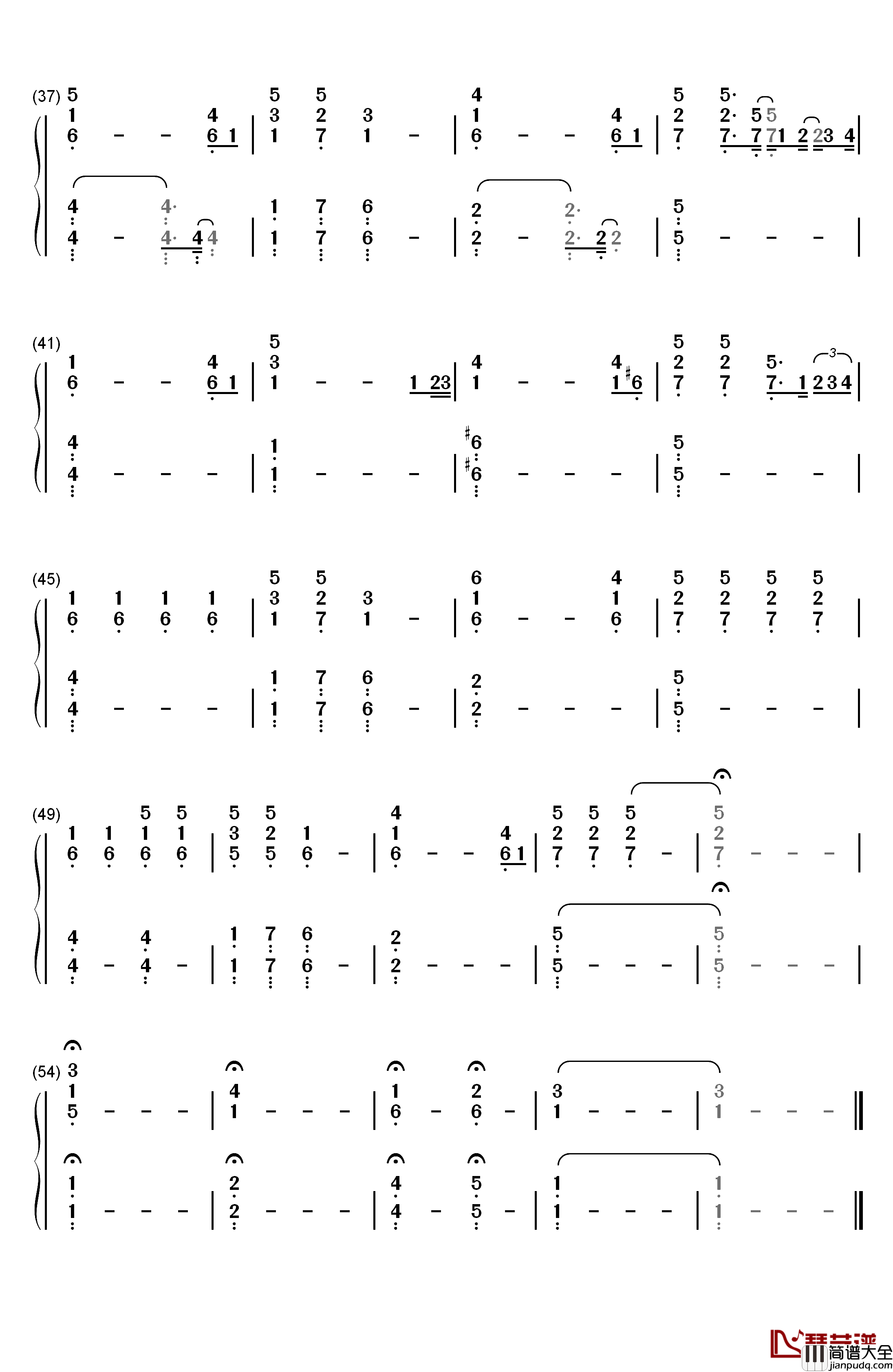 无法长大钢琴简谱_数字双手_赵雷