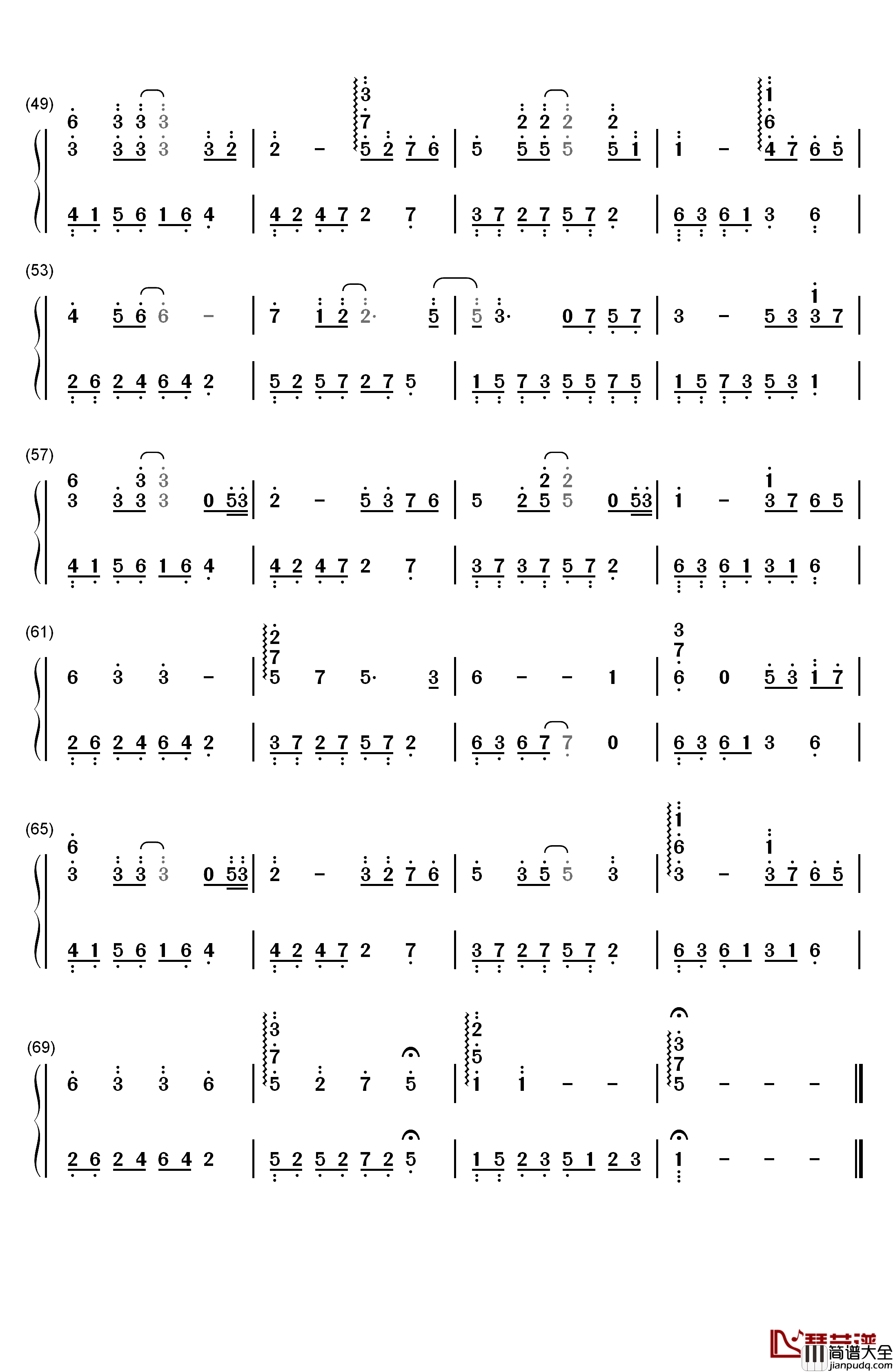 陪伴的幸福钢琴简谱_数字双手_石进