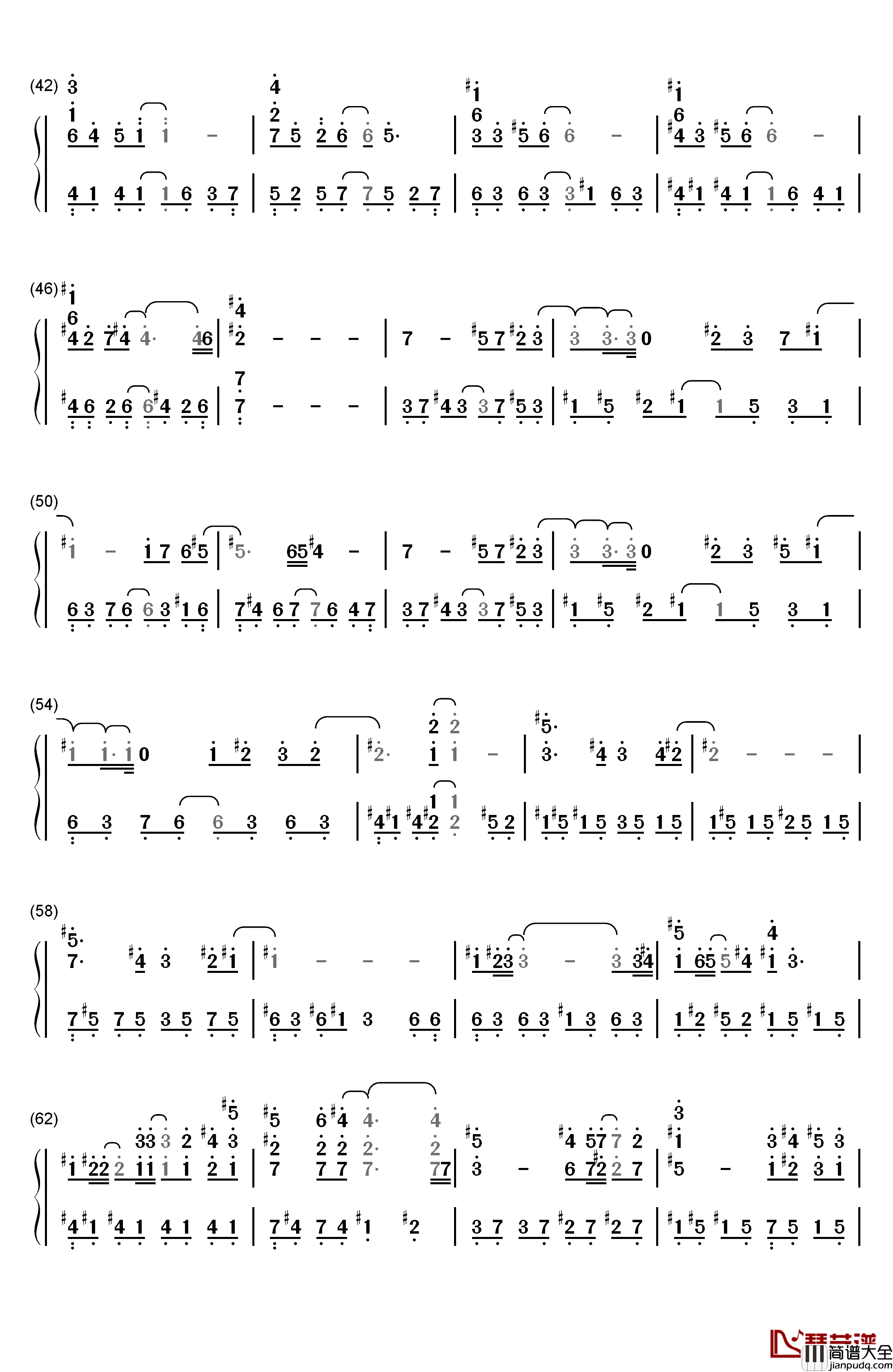 许愿钢琴简谱_数字双手_梁咏琪_古巨基