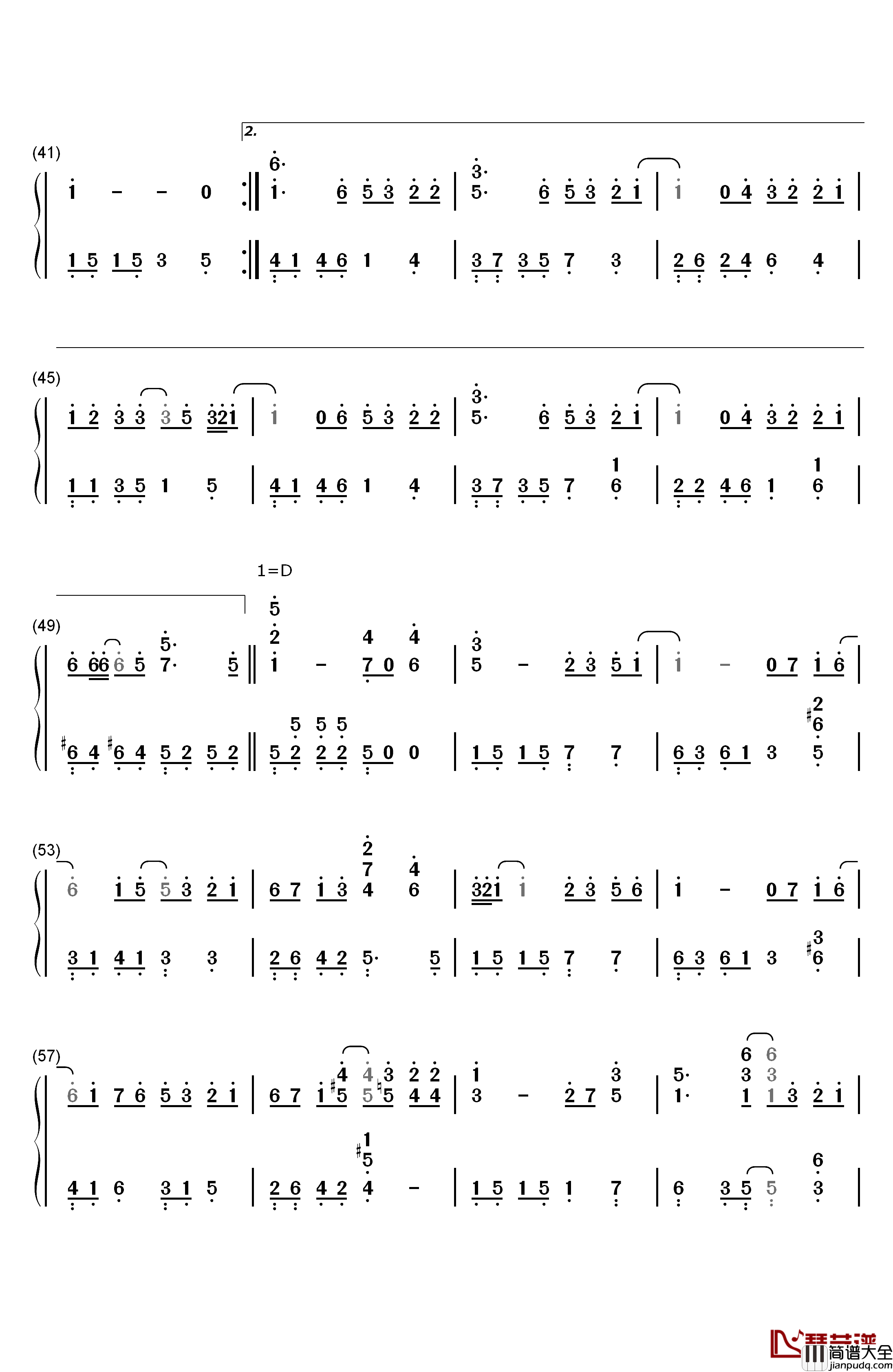 非你莫属钢琴简谱_数字双手_TANK