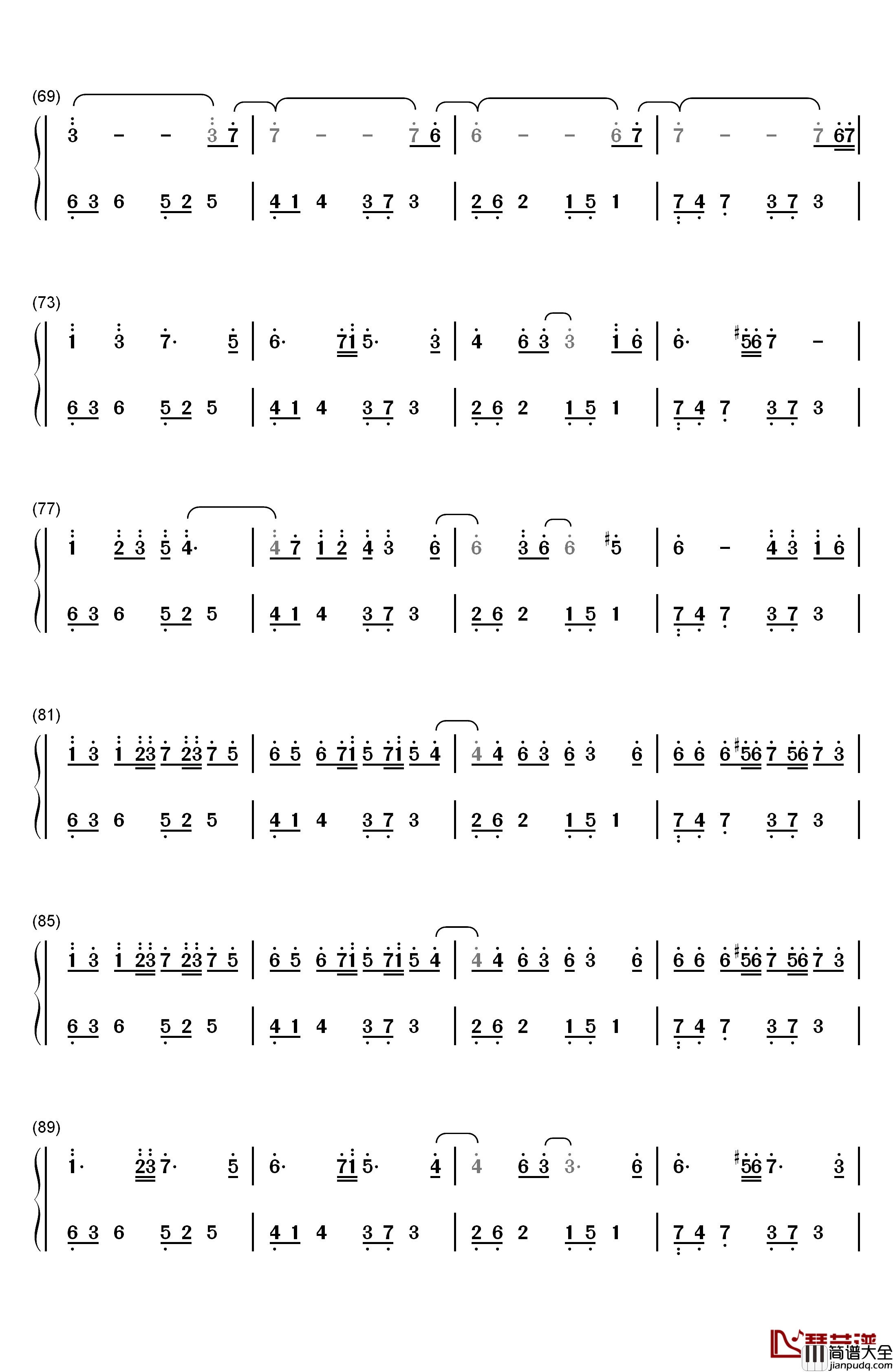 Tassel钢琴简谱_数字双手_Cymophane