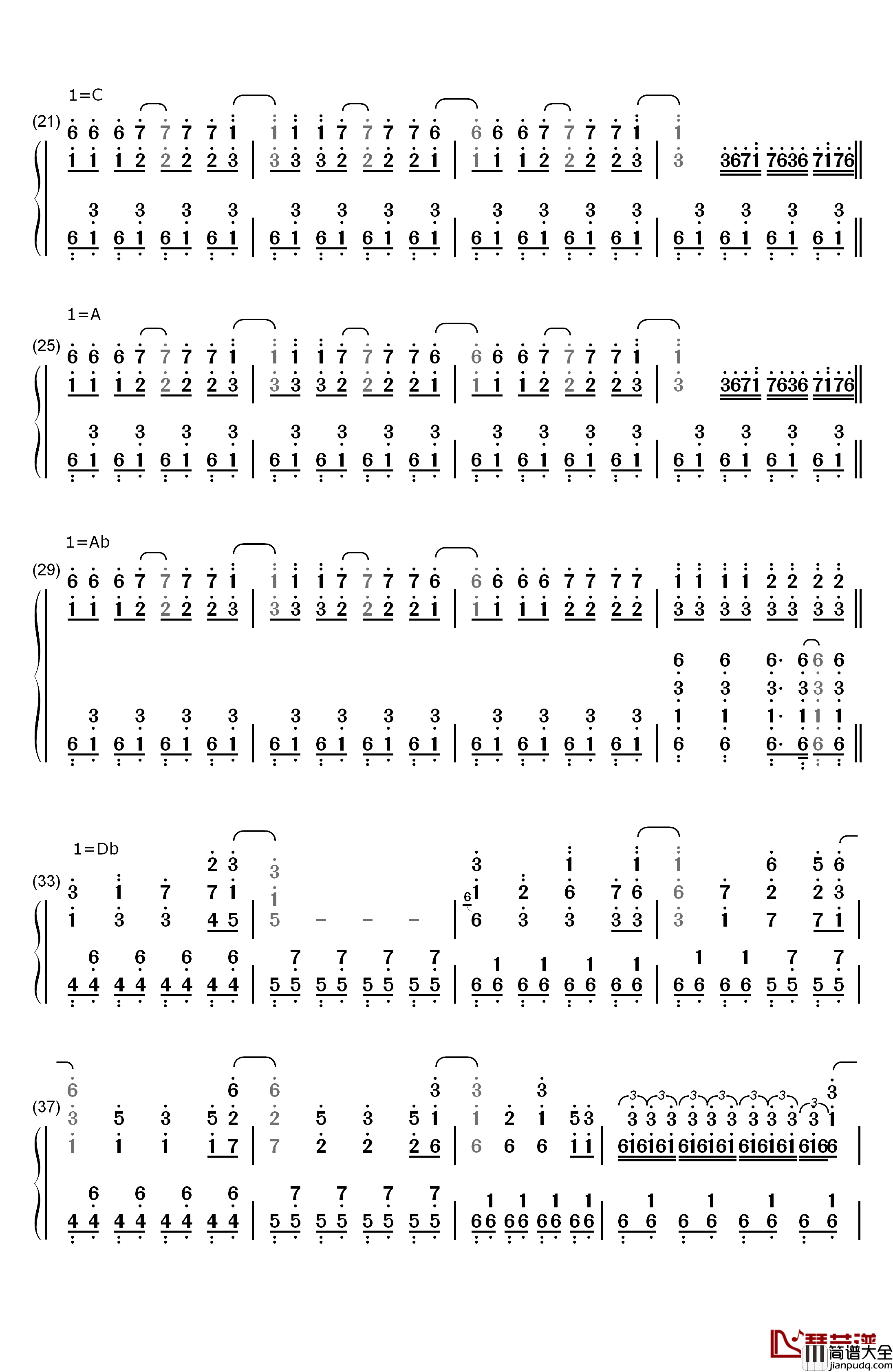 少女幻葬_~_Necro钢琴简谱_数字双手_东方Project