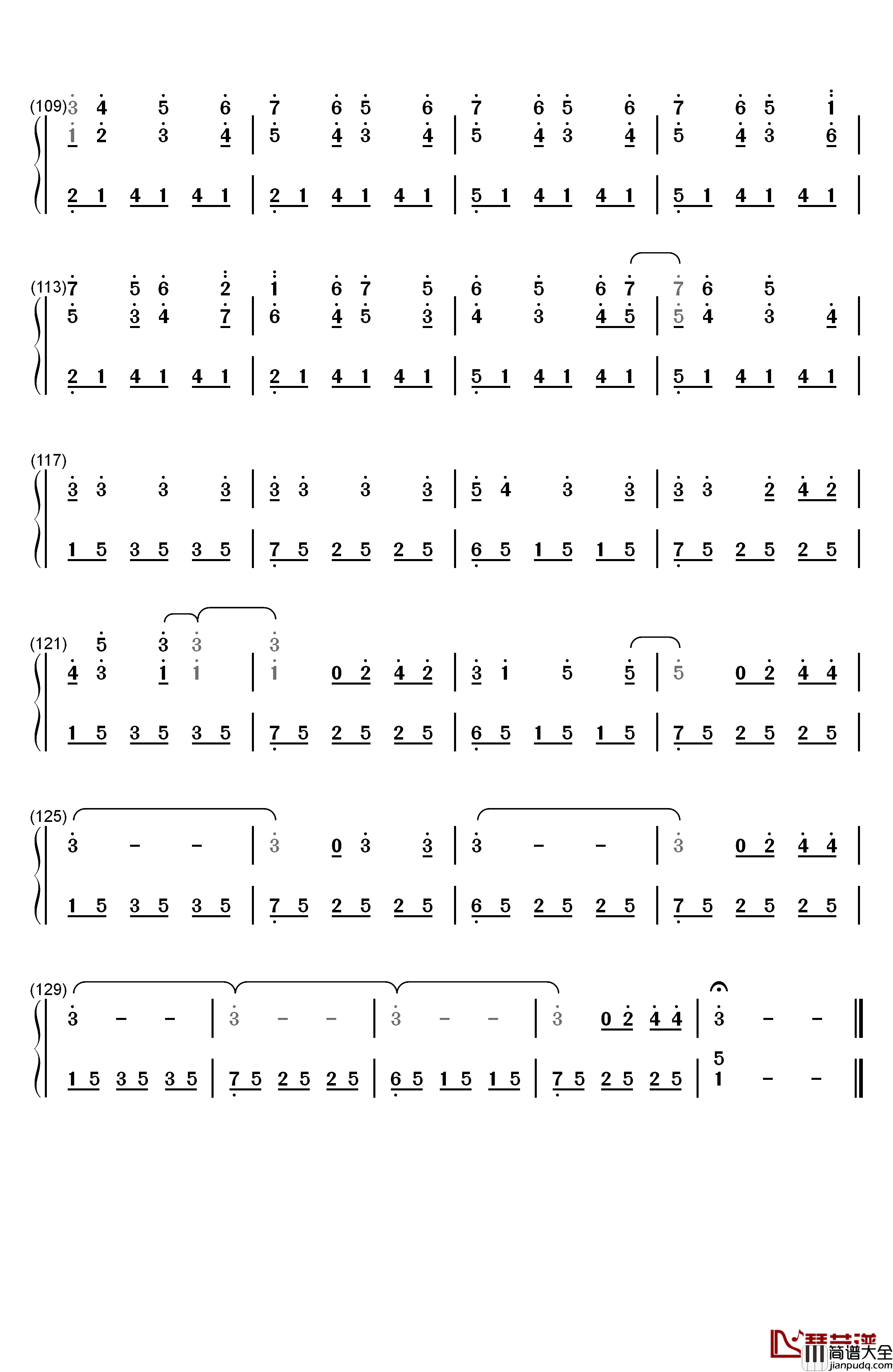 Joy钢琴简谱_数字双手_乔治·温斯顿