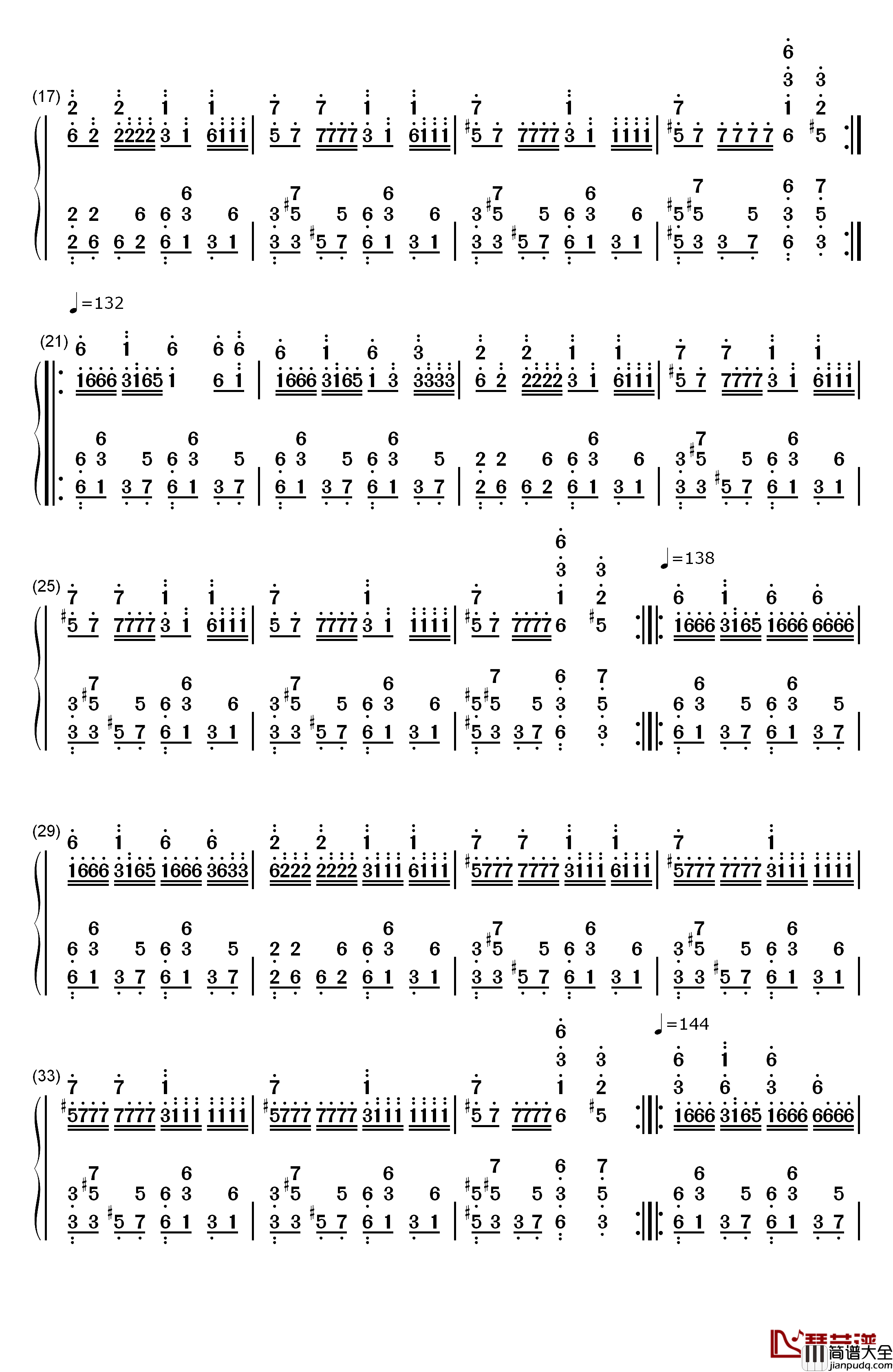 小鸡哔哔钢琴简谱_数字双手_Letra_yy主播