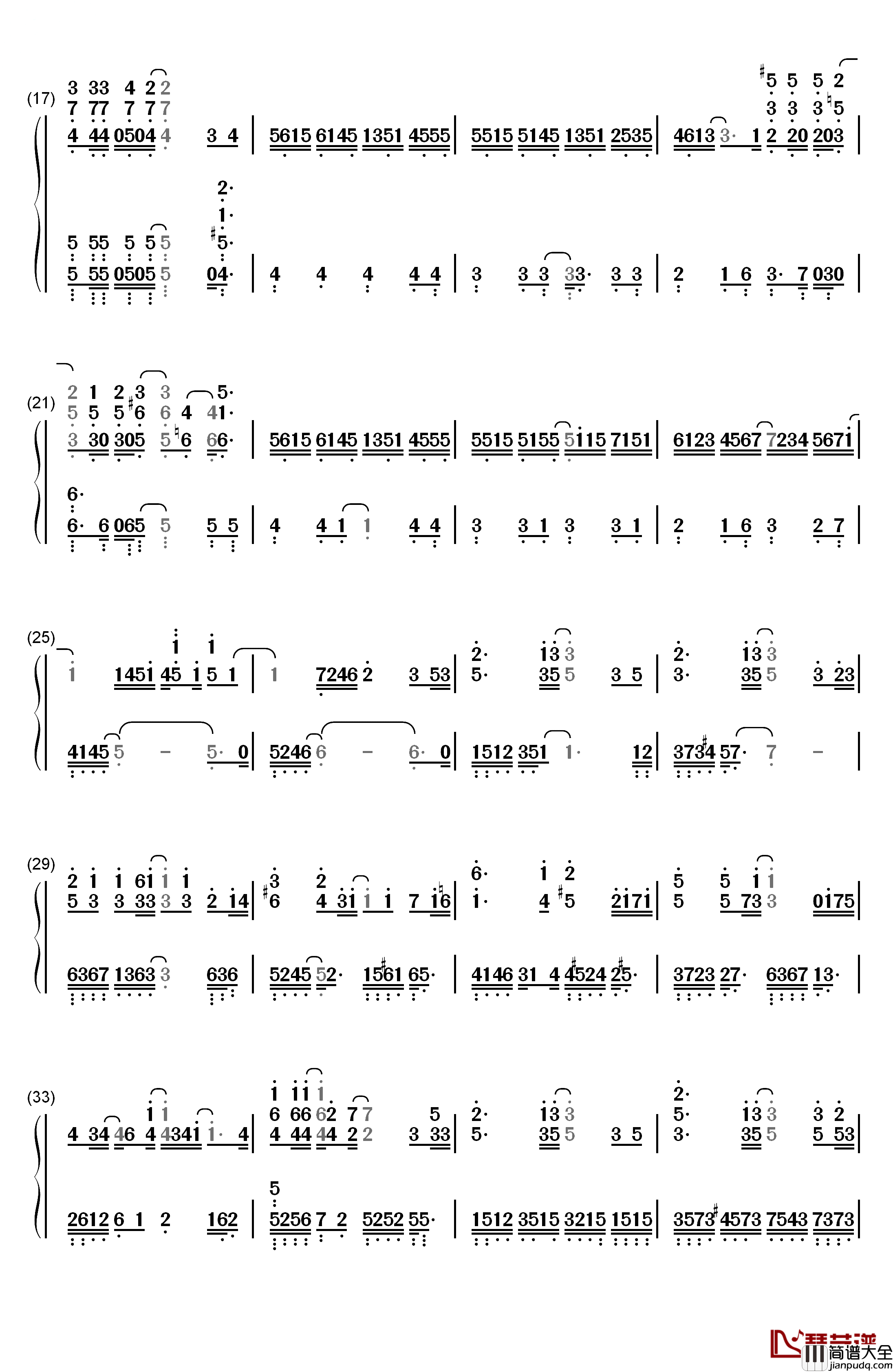 风的痕迹钢琴简谱_数字双手_VK克