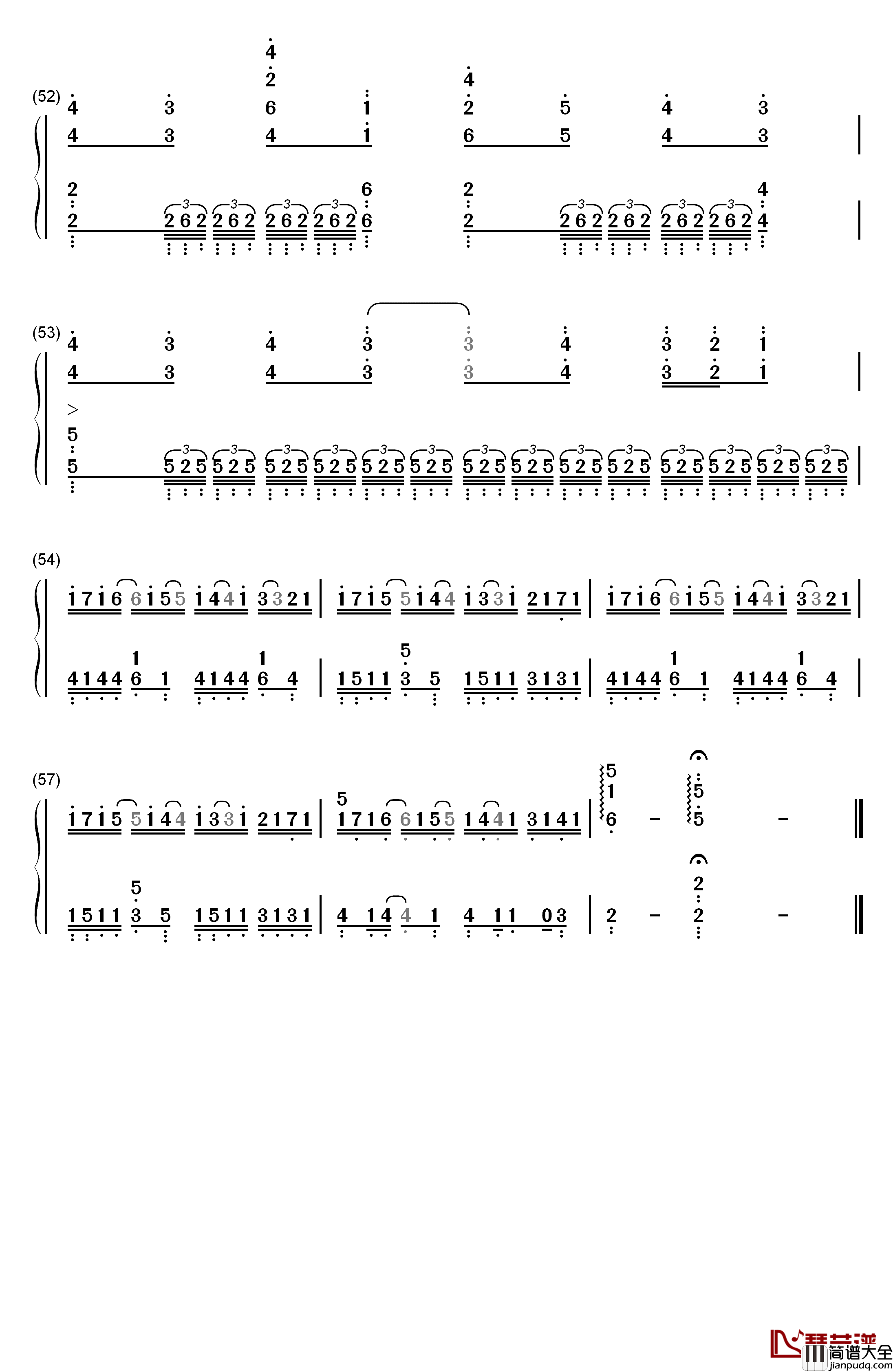 岁月如歌钢琴简谱_数字双手_陈奕迅