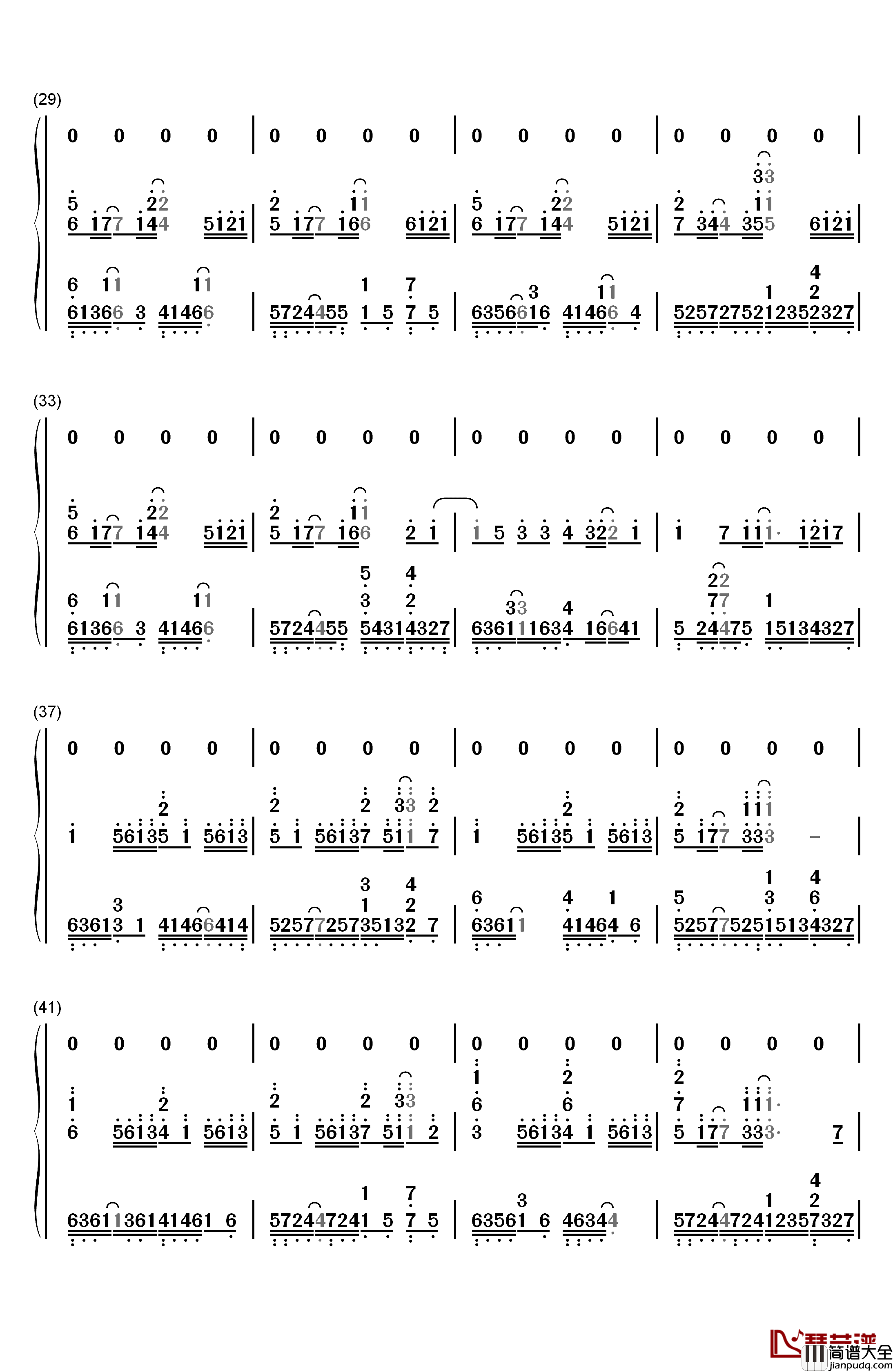 一半一半钢琴简谱_数字双手_洛天依