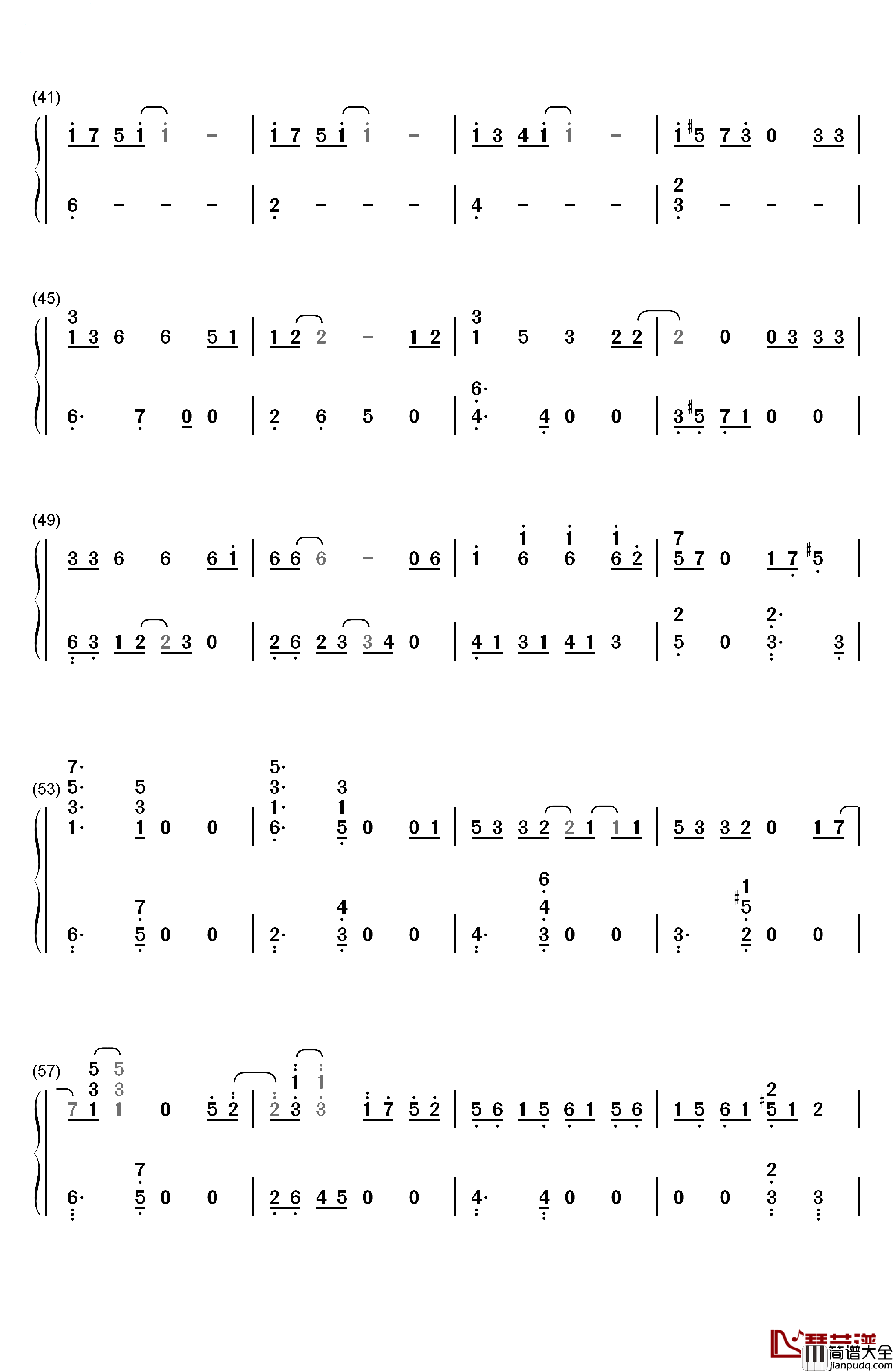 人鱼的眼泪钢琴简谱_数字双手_EXO
