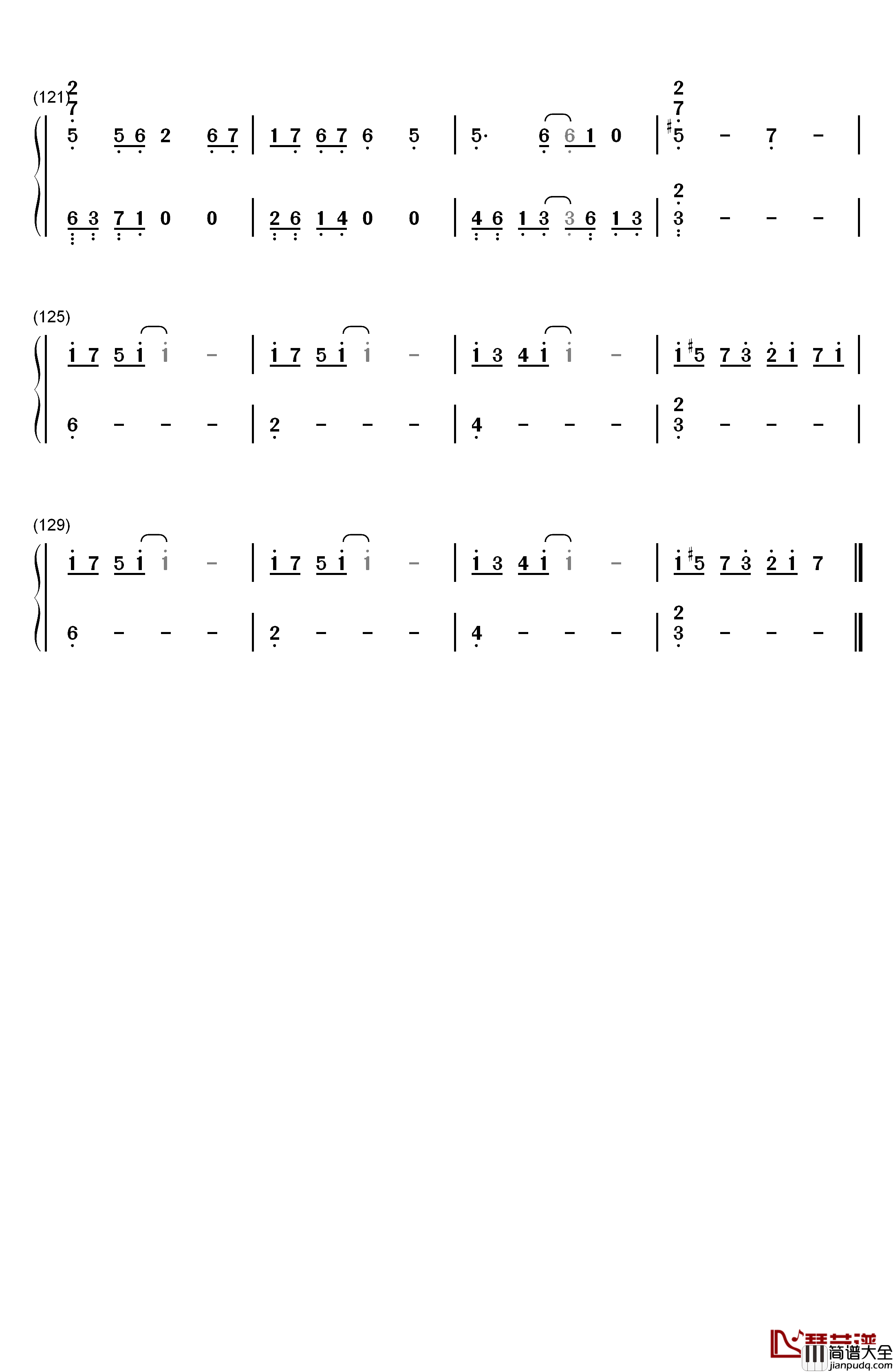 人鱼的眼泪钢琴简谱_数字双手_EXO