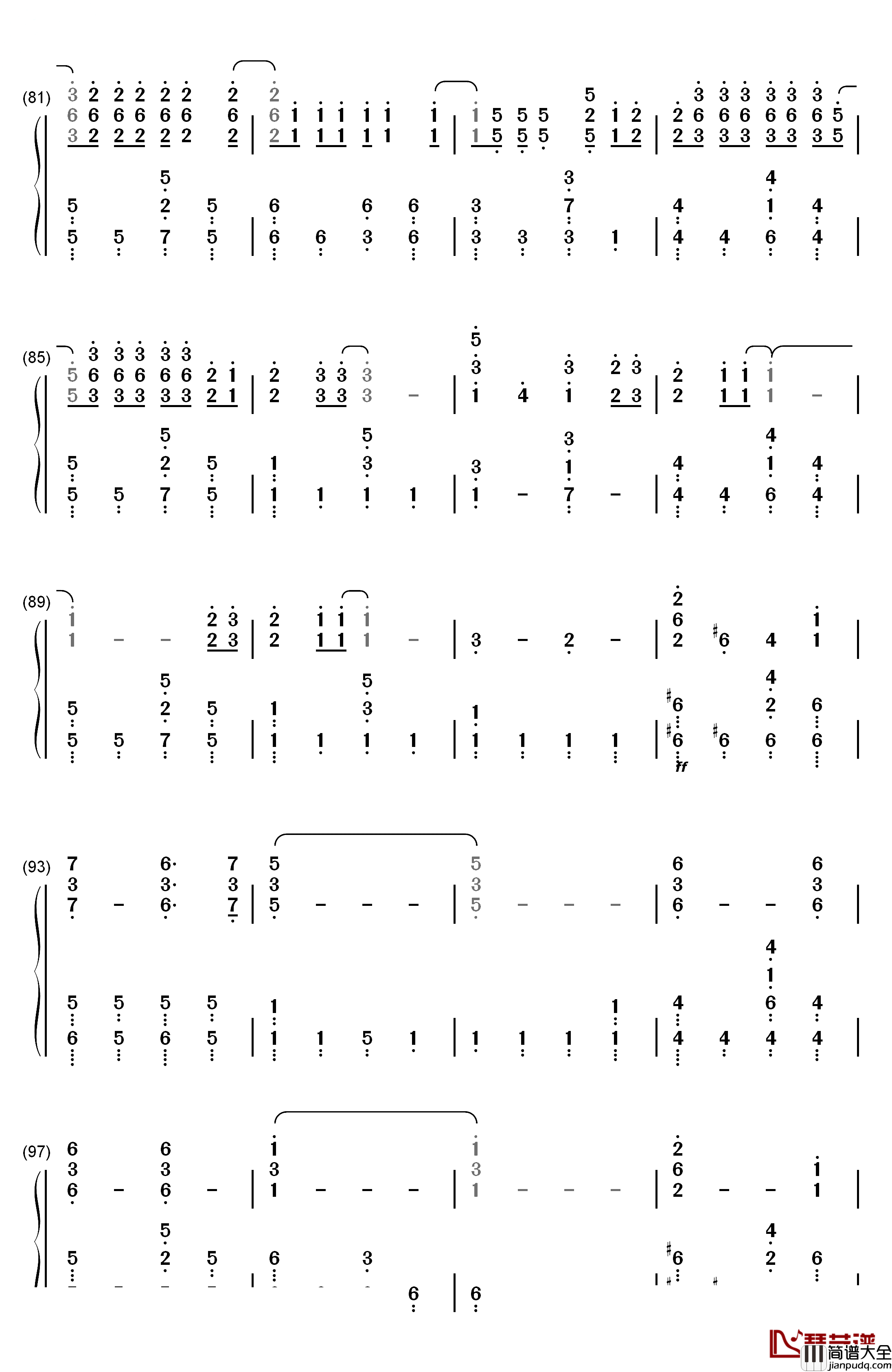 secret_base_君がくれたもの钢琴简谱_数字双手_ZONE