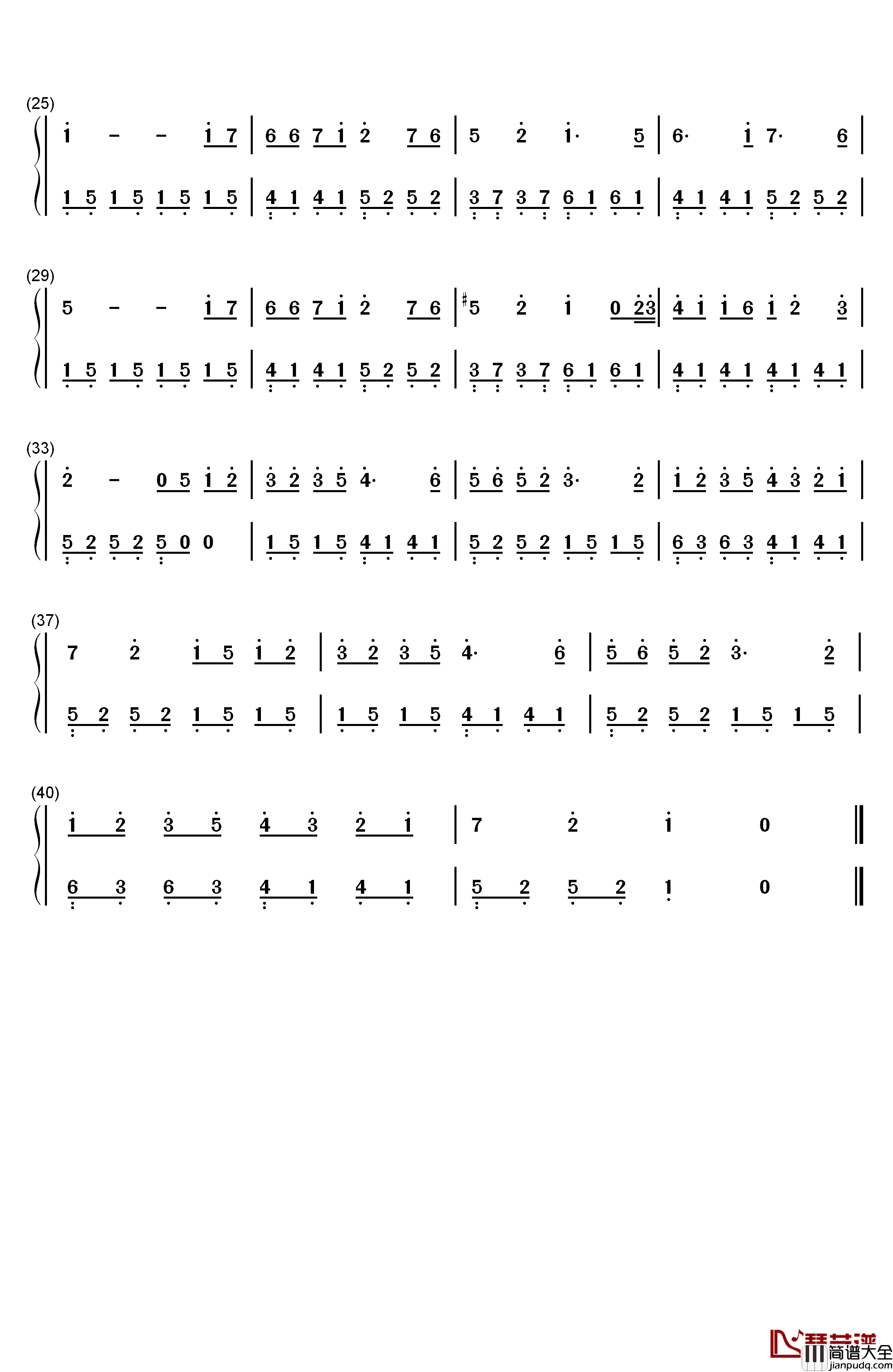 魔法城堡钢琴简谱_数字双手_TFBOYS