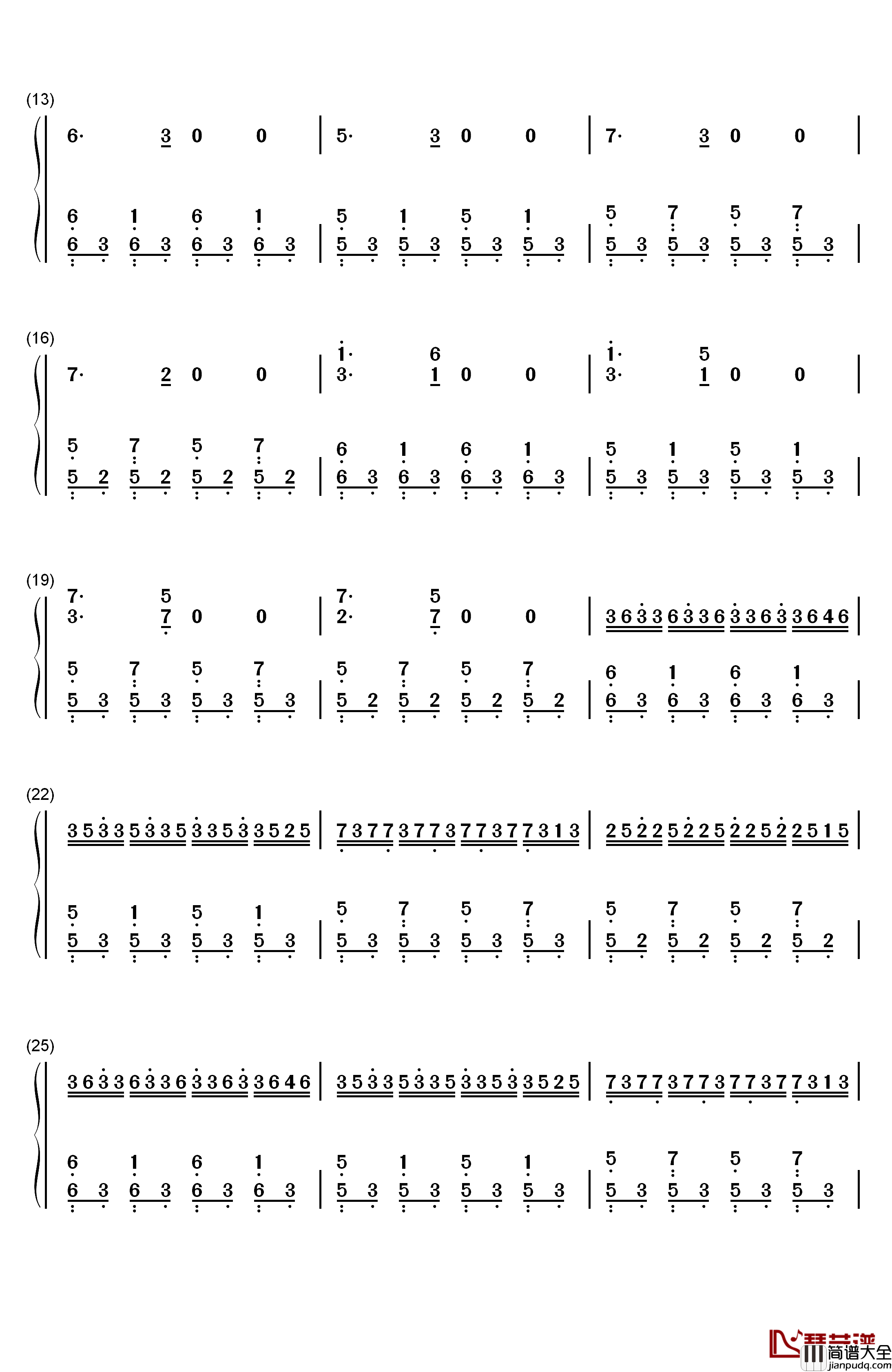 _天使爱美丽_主题曲钢琴简谱_数字双手_Yann_Tiersen