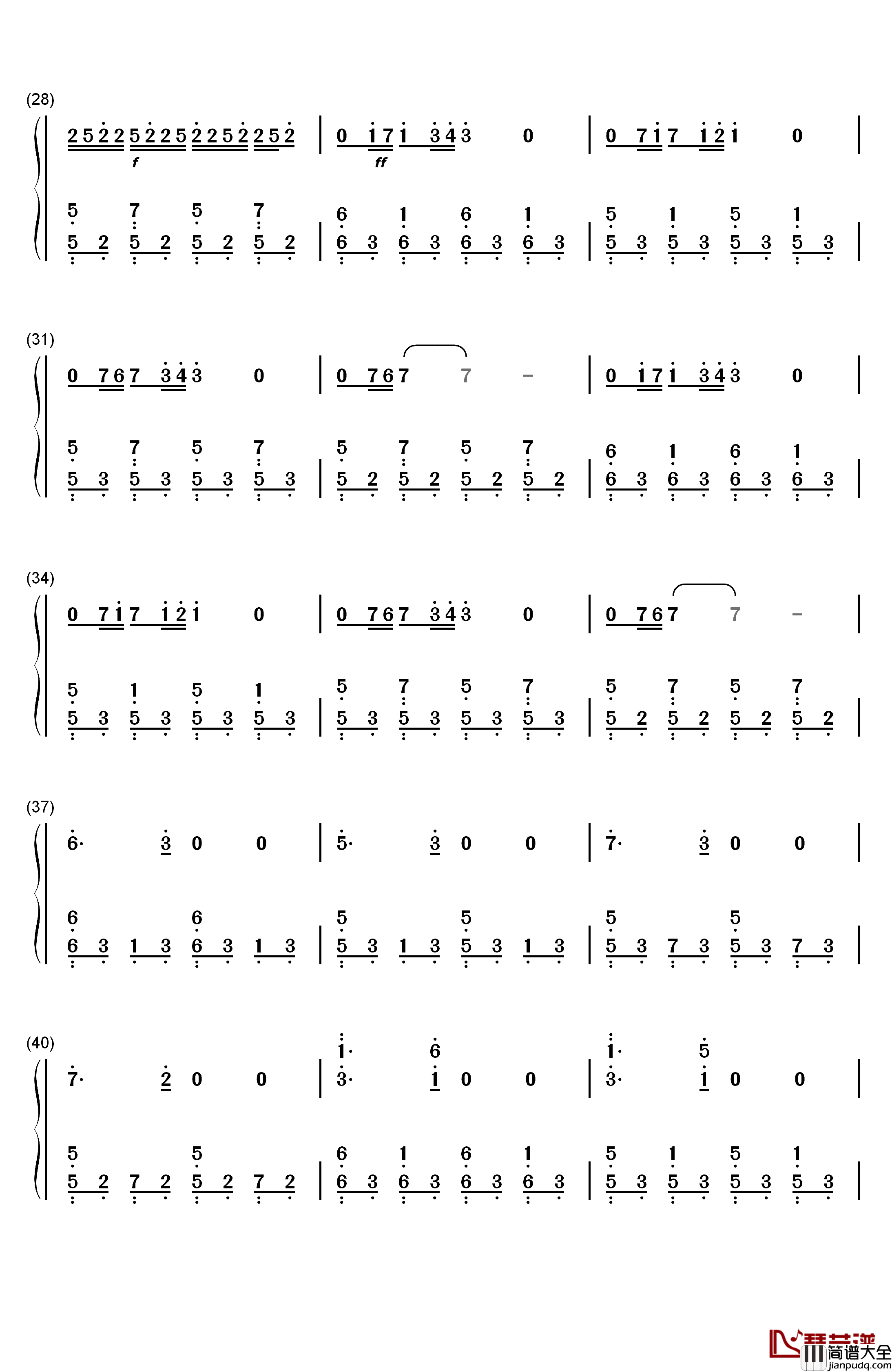 _天使爱美丽_主题曲钢琴简谱_数字双手_Yann_Tiersen