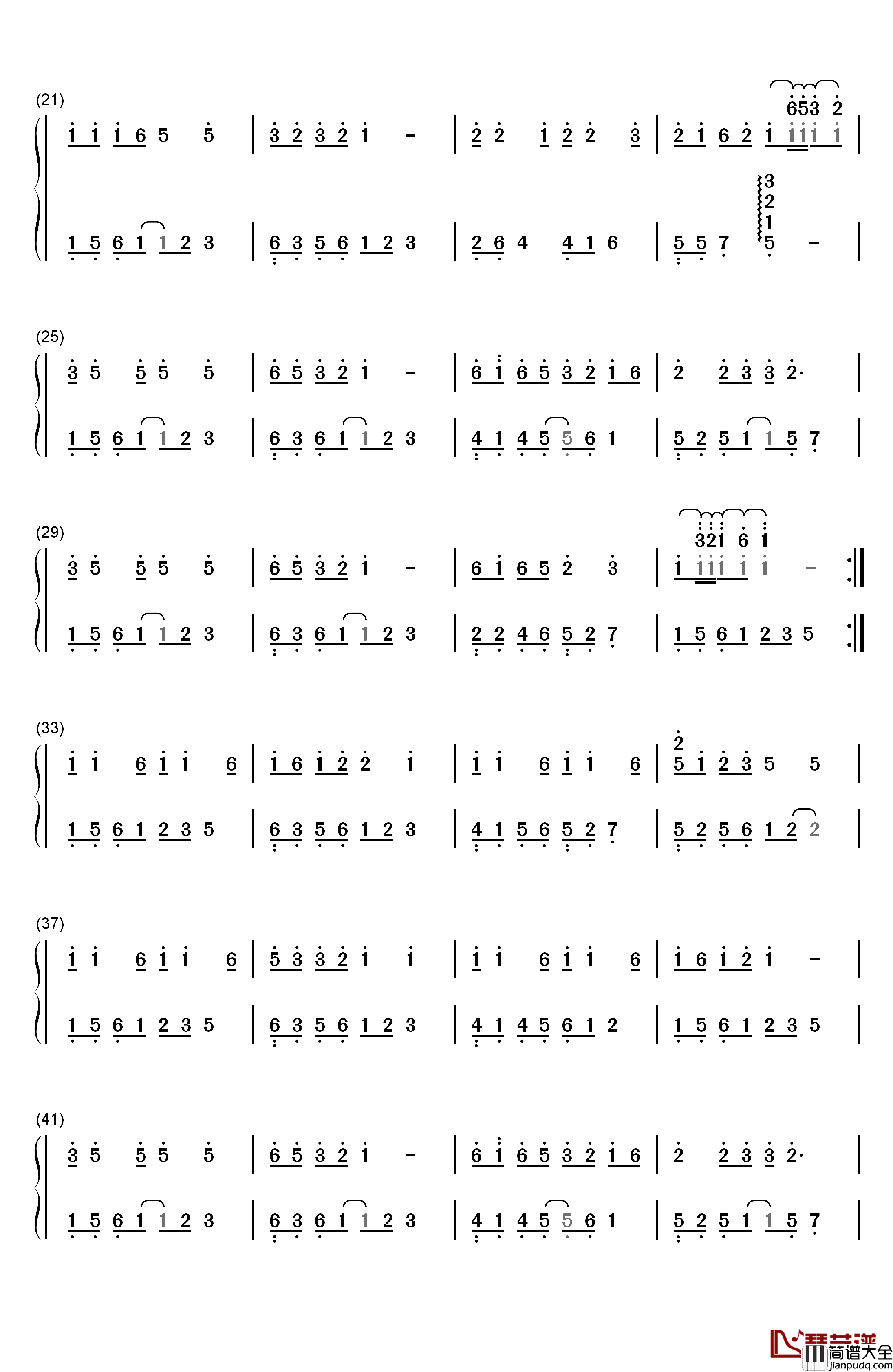荷塘月色钢琴简谱_数字双手_凤凰传奇